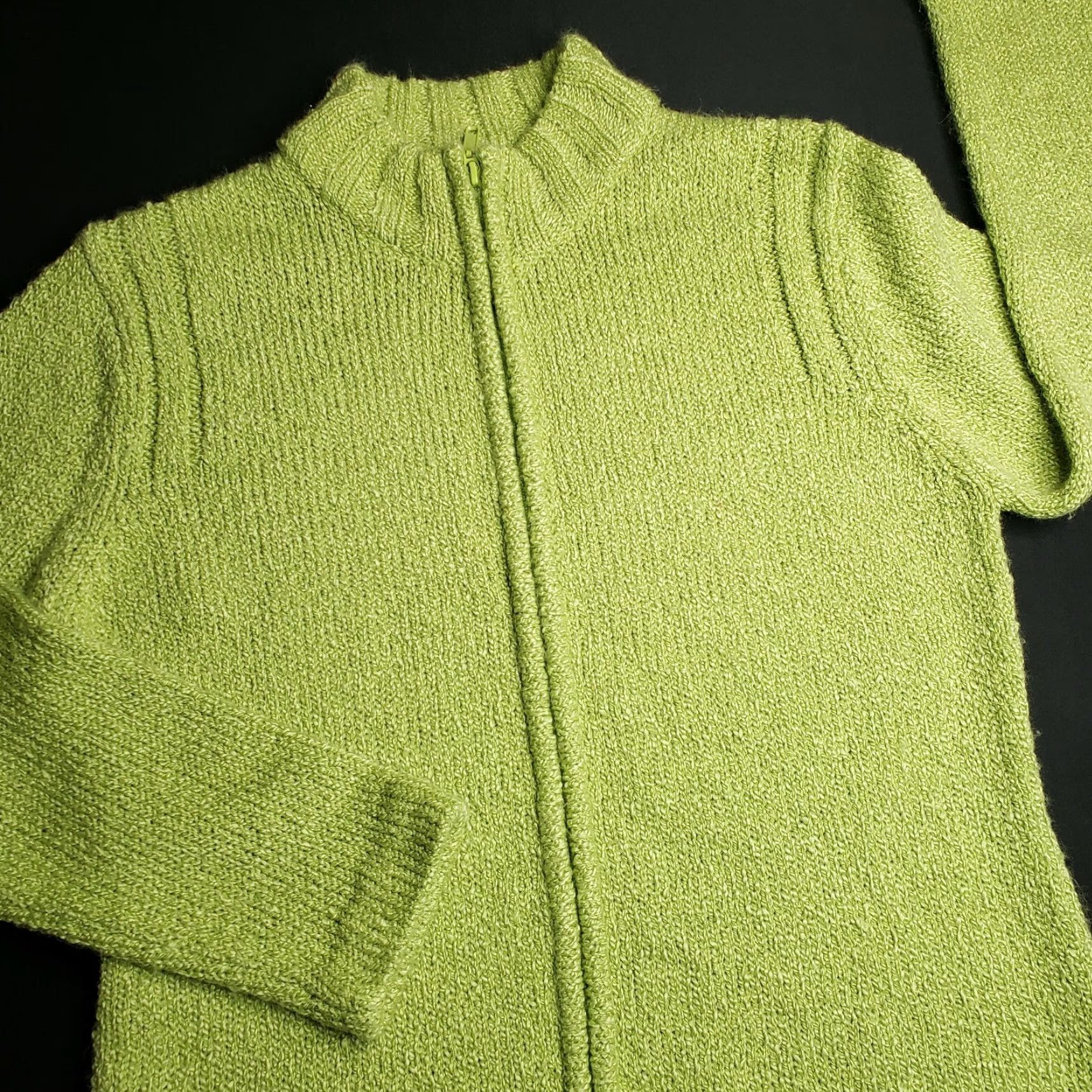 Vintage Nomadic Traders Green Zip Up Cardigan Sweater L Women Regular Knit Zip Front, 100% Acrylic, Casual Size L / US 10 / IT 46 - 3 Thumbnail
