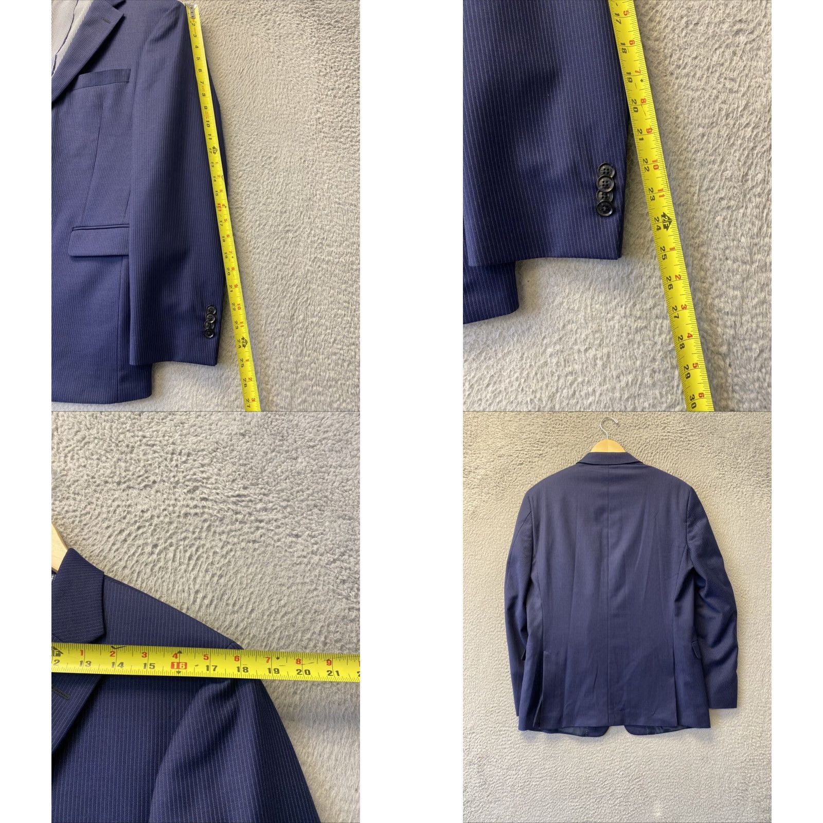 Tommy Hilfiger TOMMY HILFIGER Men's Modern-Fit Blue Plaid 2-Piece Suit Jacket Pants 40L/38W Size 40L - 8 Thumbnail