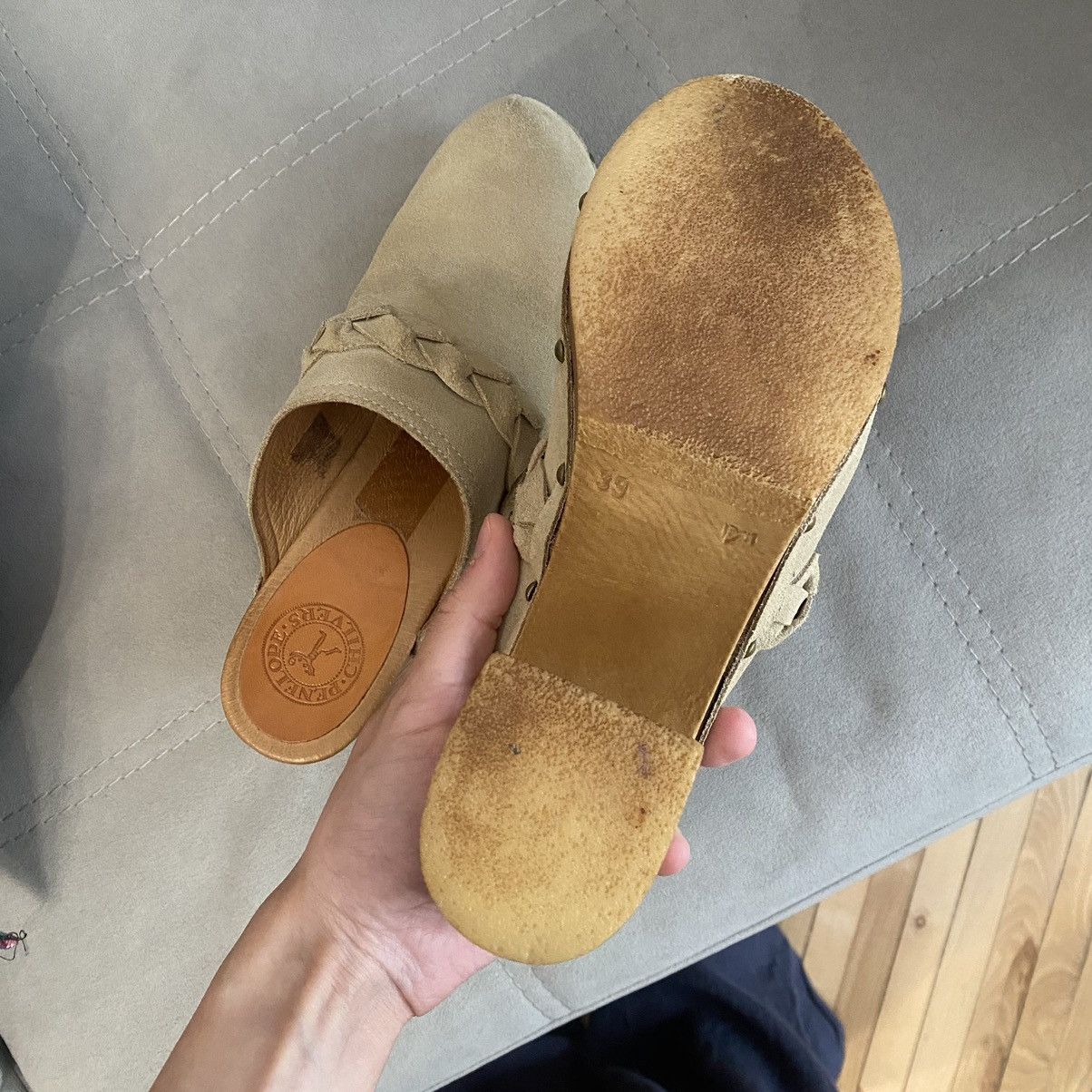 Vintage Vintage Swedish Style Wooden Heeled Mules Y2K Size US 8 / IT 38 - 5 Thumbnail