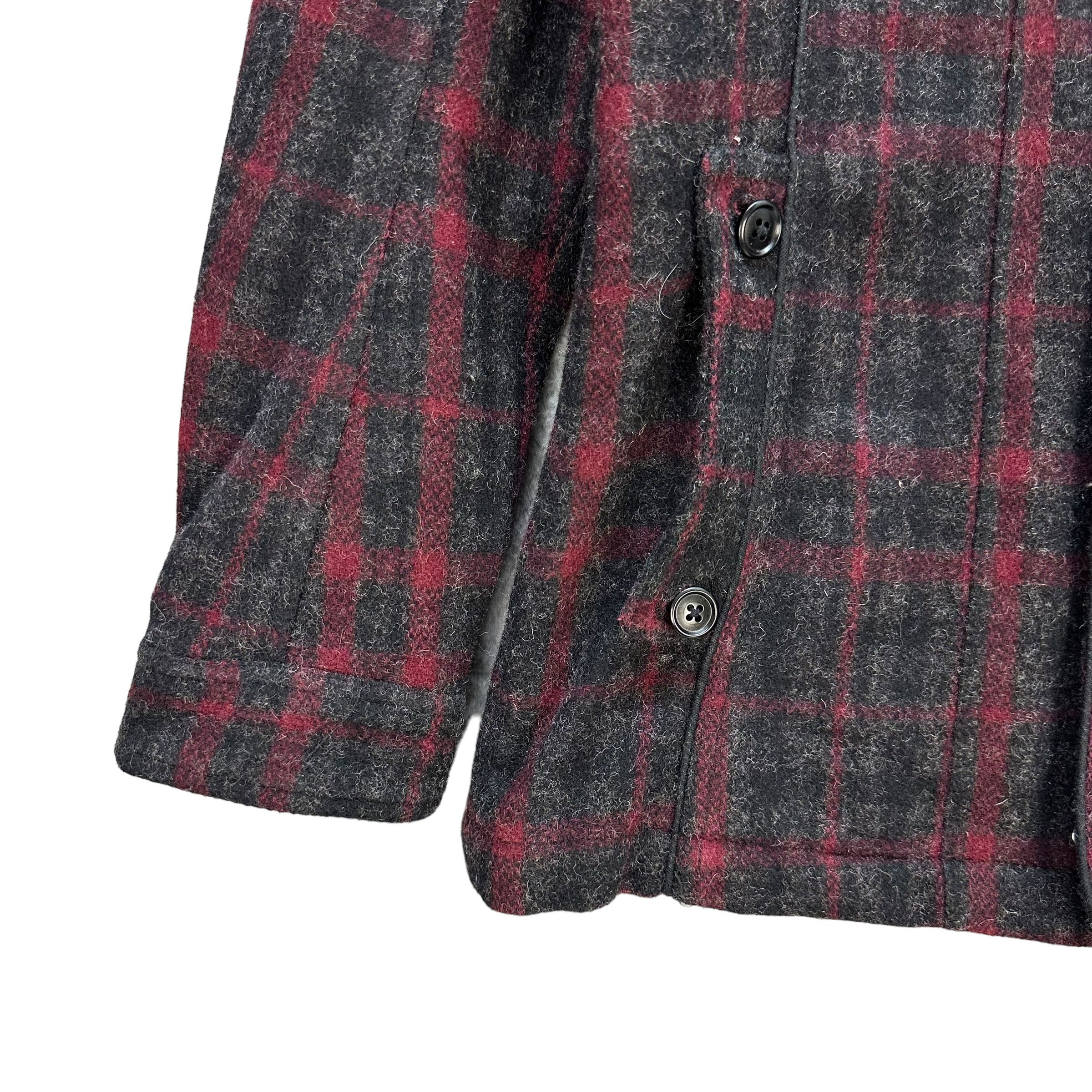 Japanese Brand MF EDITORIAL Red Checked Tartan Turtleneck Jacket #A40-0919 Size M / US 6-8 / IT 42-44 - 4 Thumbnail