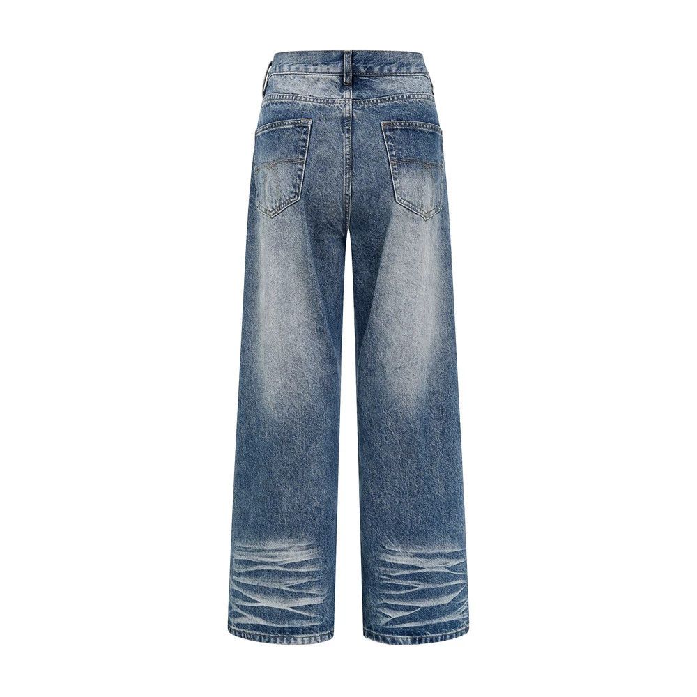 Vintage Men's vintage ripple distressed loose casual washed jeans Size US 32 / EU 48 - 2 Thumbnail