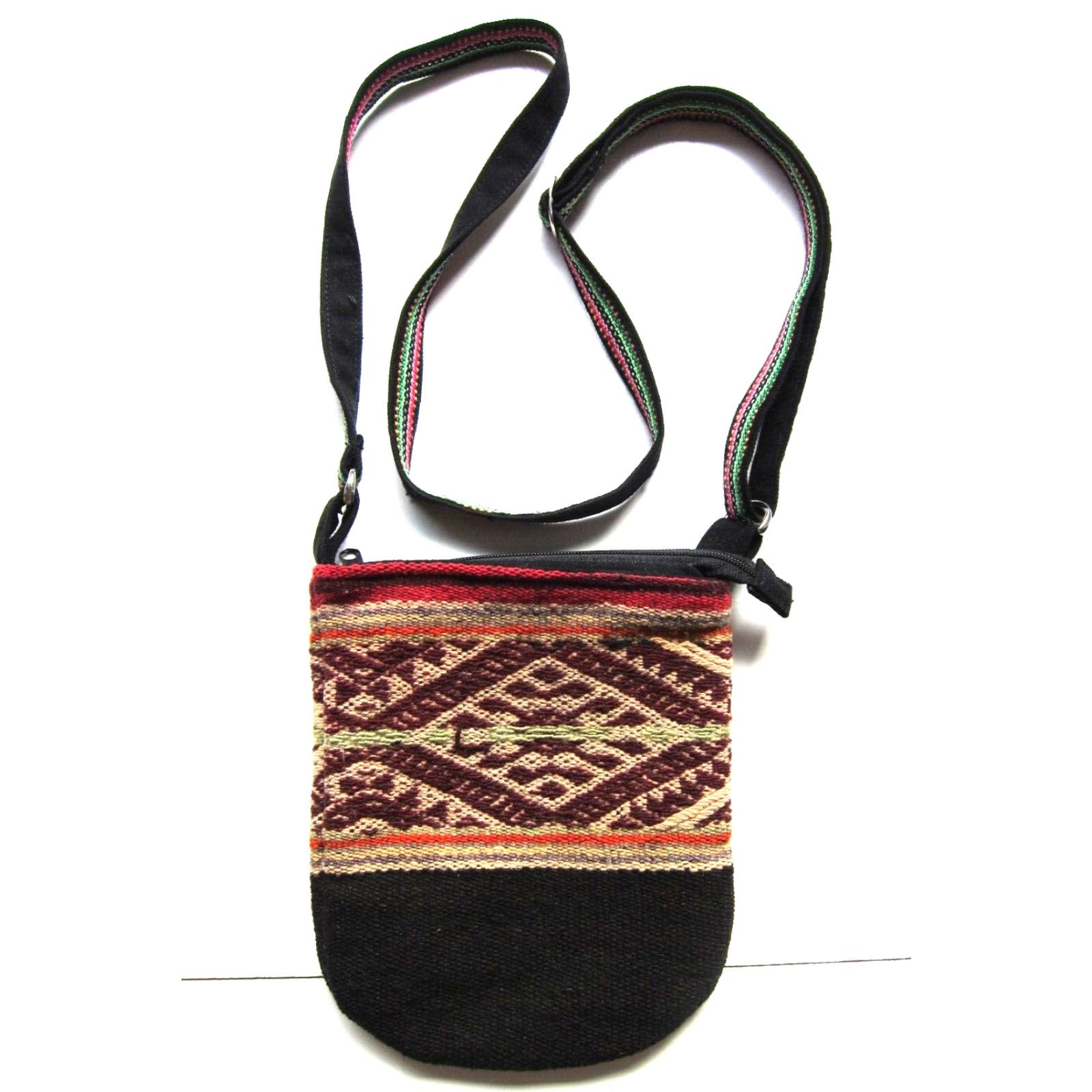 Vintage VINTAGE Godettes Peru Handmade Wool Brown Orange Zip Small Crossbody Purse Size ONE SIZE - 4 Thumbnail