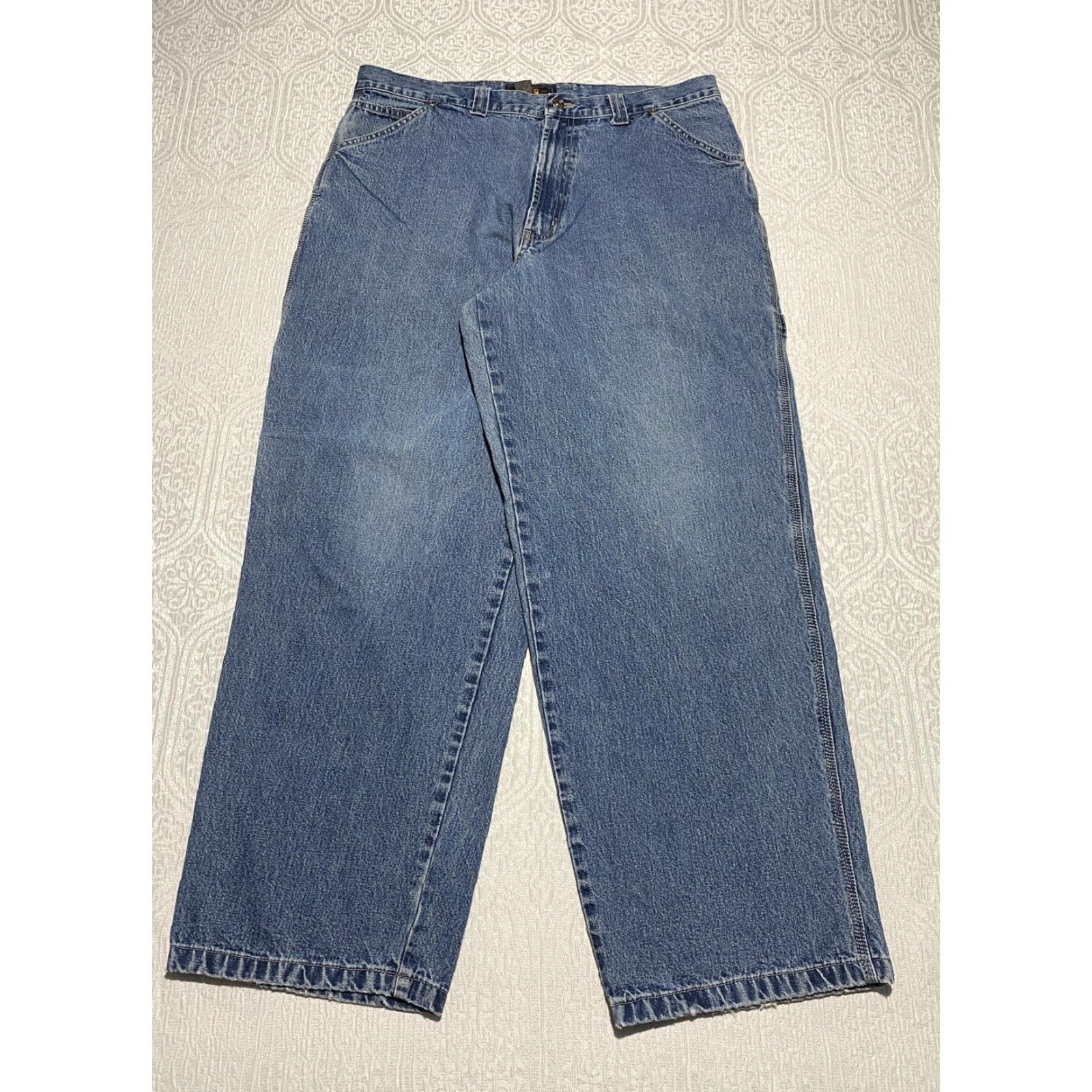 Route 66 Route 66 Jeans Mens 38x32 Carpenter Denim Workwear Pockets Relaxed Fit Blue Cargo Pocket Straight 90s Retro Mens Size US 38 / EU 54 - 2 Thumbnail