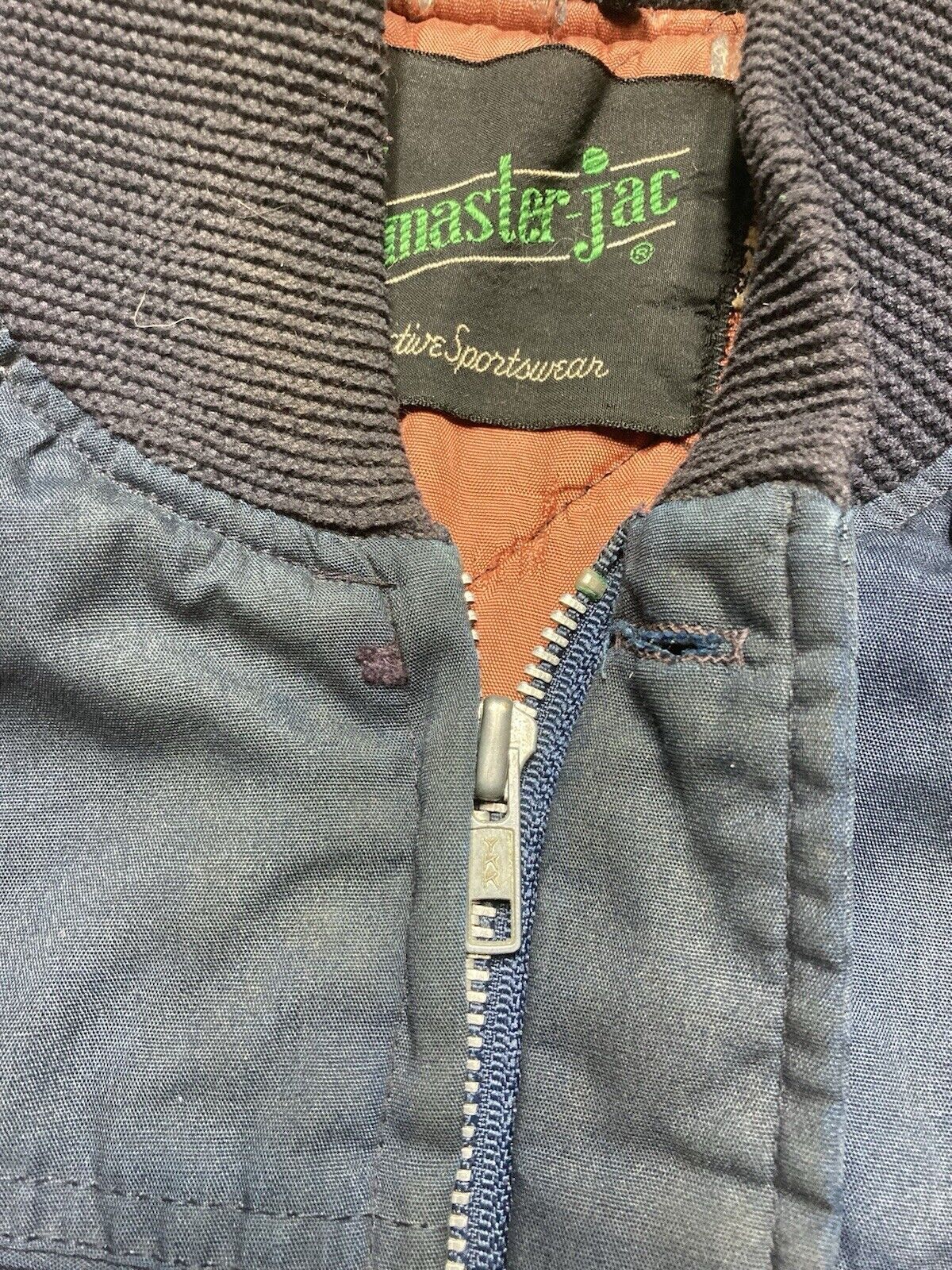 Vintage VTG 70s quilted bomber jacket master jac workwear blue 42 L Size US L / EU 52-54 / 3 - 8 Thumbnail