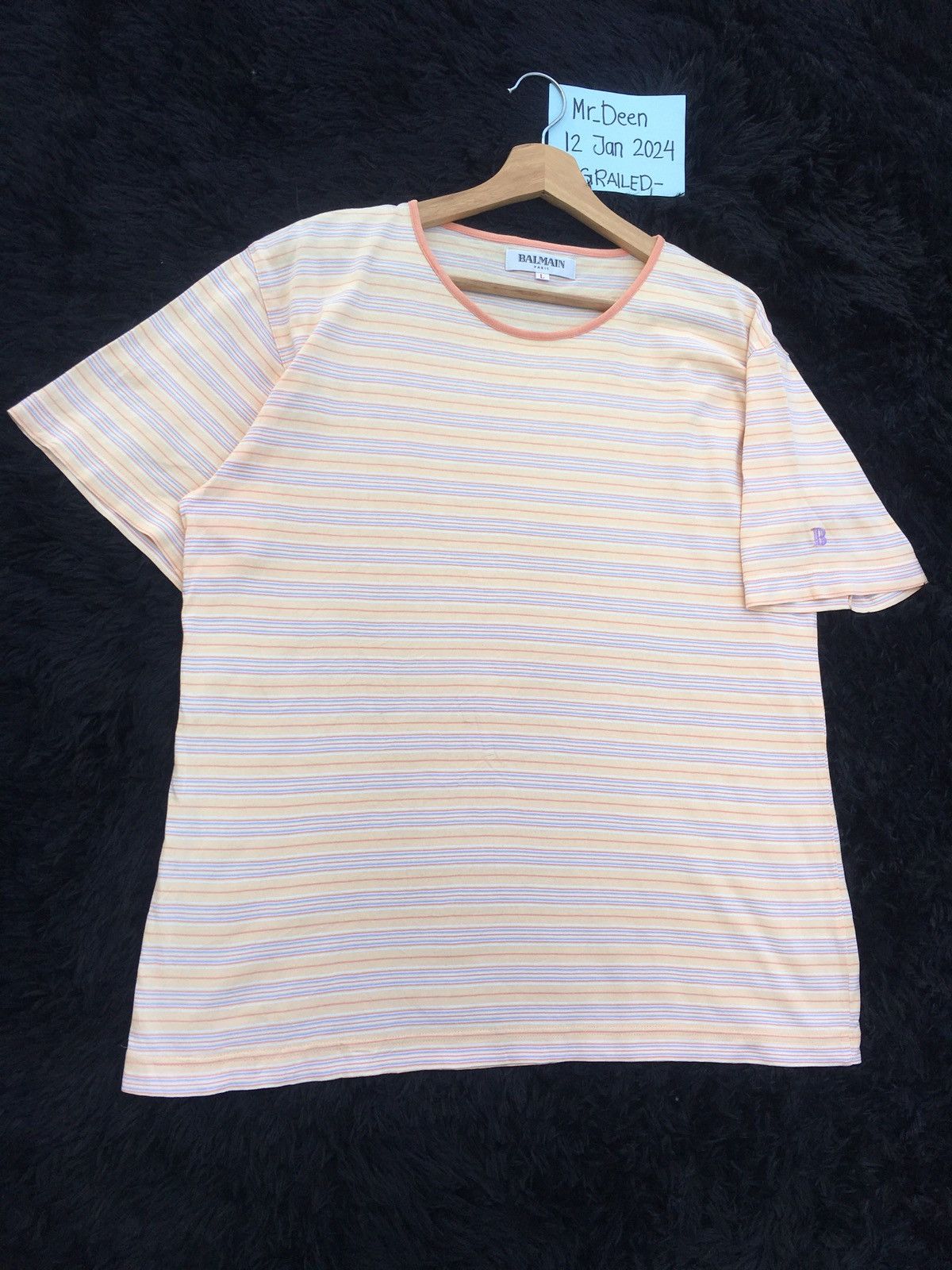 Balmain Rare Vintage BALMAIN Stripes Tshirt Size US L / EU 52-54 / 3 - 2 Thumbnail
