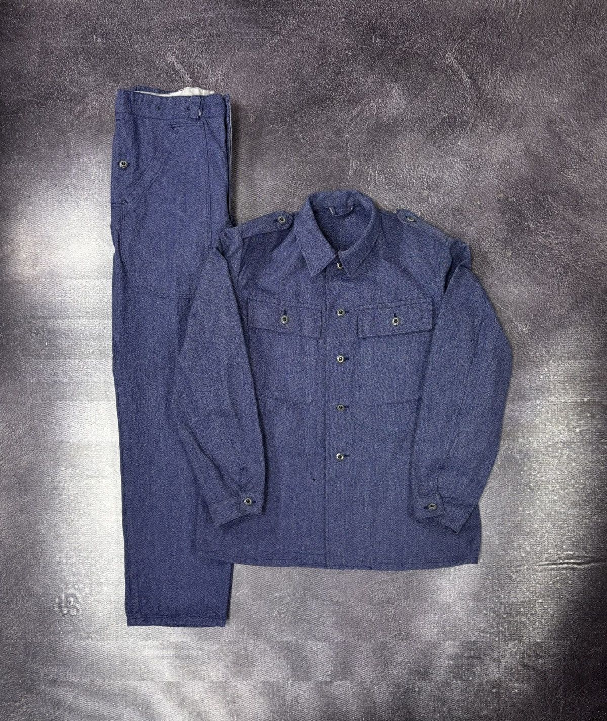 Other Vintage 70s French Workwear Bleu de Travail Jacket & Pants Size US L / EU 52-54 / 3 - 1 Thumbnail
