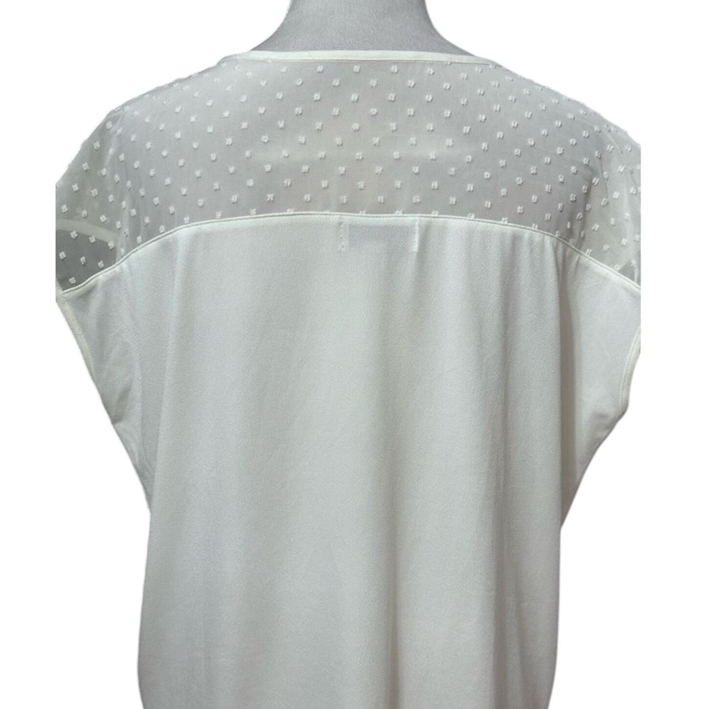 Nordstrom Nordstrom Rack Blouse Sheer Tie Swiss Dot White Women's 1X Size XL / US 12-14 / IT 48-50 - 5 Thumbnail