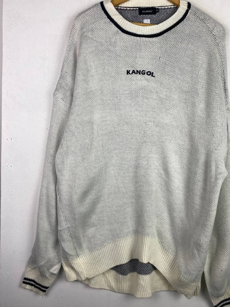 Aran Isles Knitwear × Japanese Brand × Kangol Vintage Knit Big Logo Kangol Spell Out Rare Design Size US L / EU 52-54 / 3 - 5 Thumbnail