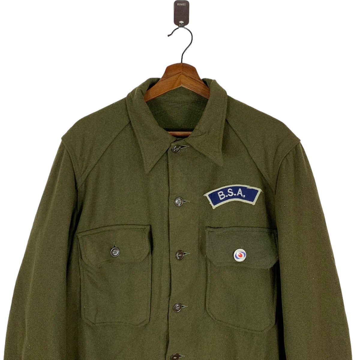 Vintage VINTAGE BSA MOTORCYCLE GREEN OLIVE WOOL BUTTON SHIRT Size US M / EU 48-50 / 2 - 4 Thumbnail