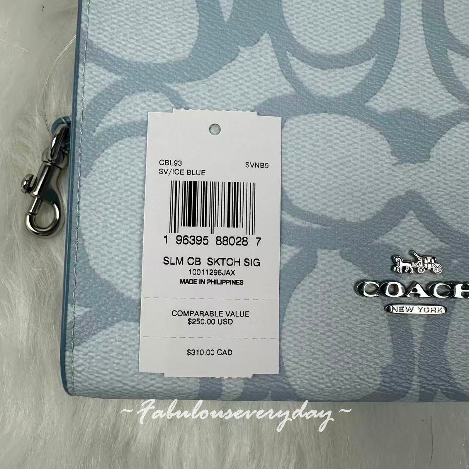 Coach Coach Slim Crossbody Sketch Signature Canvas CBL93 Ice Blue Size ONE SIZE - 5 Thumbnail
