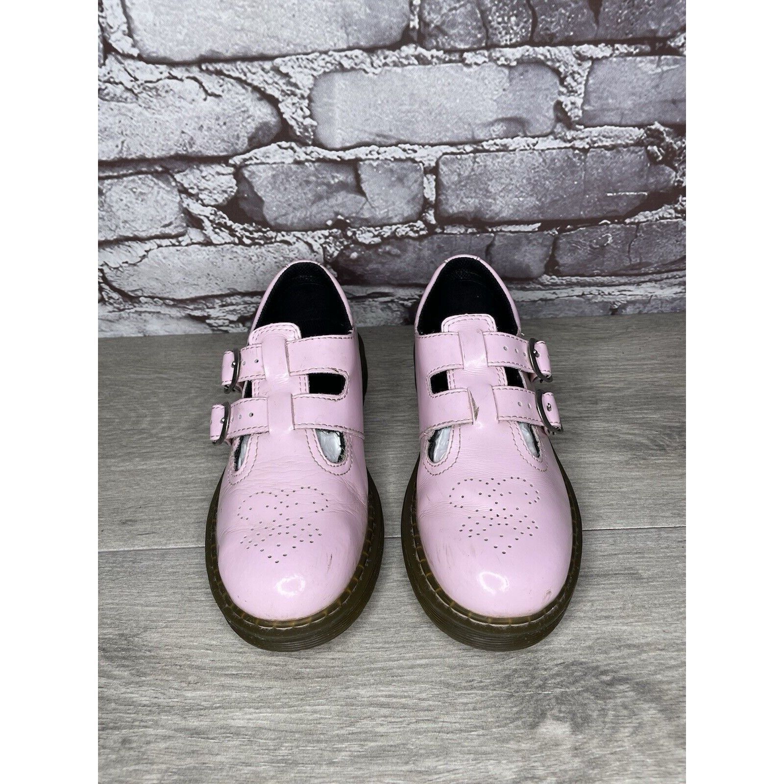 Dr. Martens Dr. Martens 8065 J Pink Patent Leather Mary Jane Strap Shoes Size US 5.5 / IT 35.5 - 17 Thumbnail