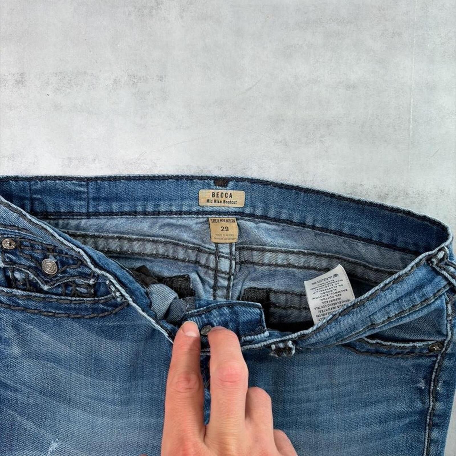 True Religion Y2K Blue True Religion Beca Mid Rise Bootcut Denim Jeans Size 42" / US 20 - 5 Thumbnail