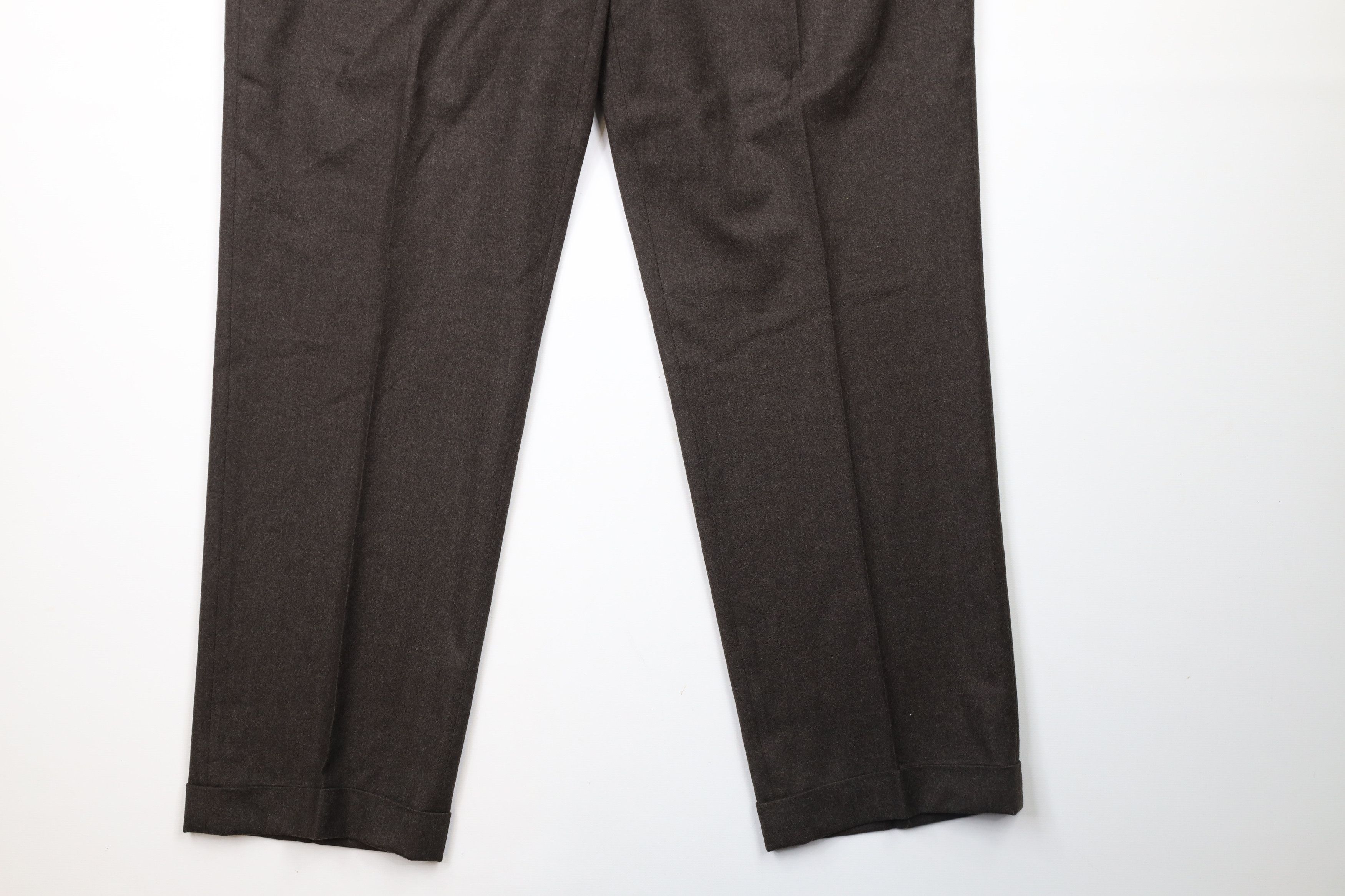 Incotex × Vintage Incotex Wool Pleated Cuffed Chino Pants Trousers Brown Size US 36 / EU 52 - 4 Thumbnail