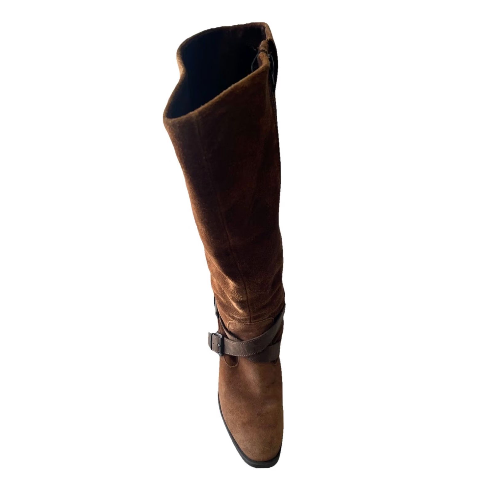 Vintage B.O.C. Women Knee High Boots Brown Suede Cowgirl Buckles Winter Fall Zip 6 Size US 6 / IT 36 - 2 Thumbnail