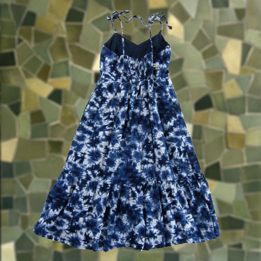 Gap GAP Blue White Tie Dye 100% Cotton Tie Shoulder Strap Midi Tank Dress 6 Size M / US 6-8 / IT 42-44 - 1 Thumbnail