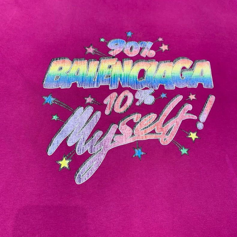 Balenciaga Pink water-wash distressed ink short-sleeve