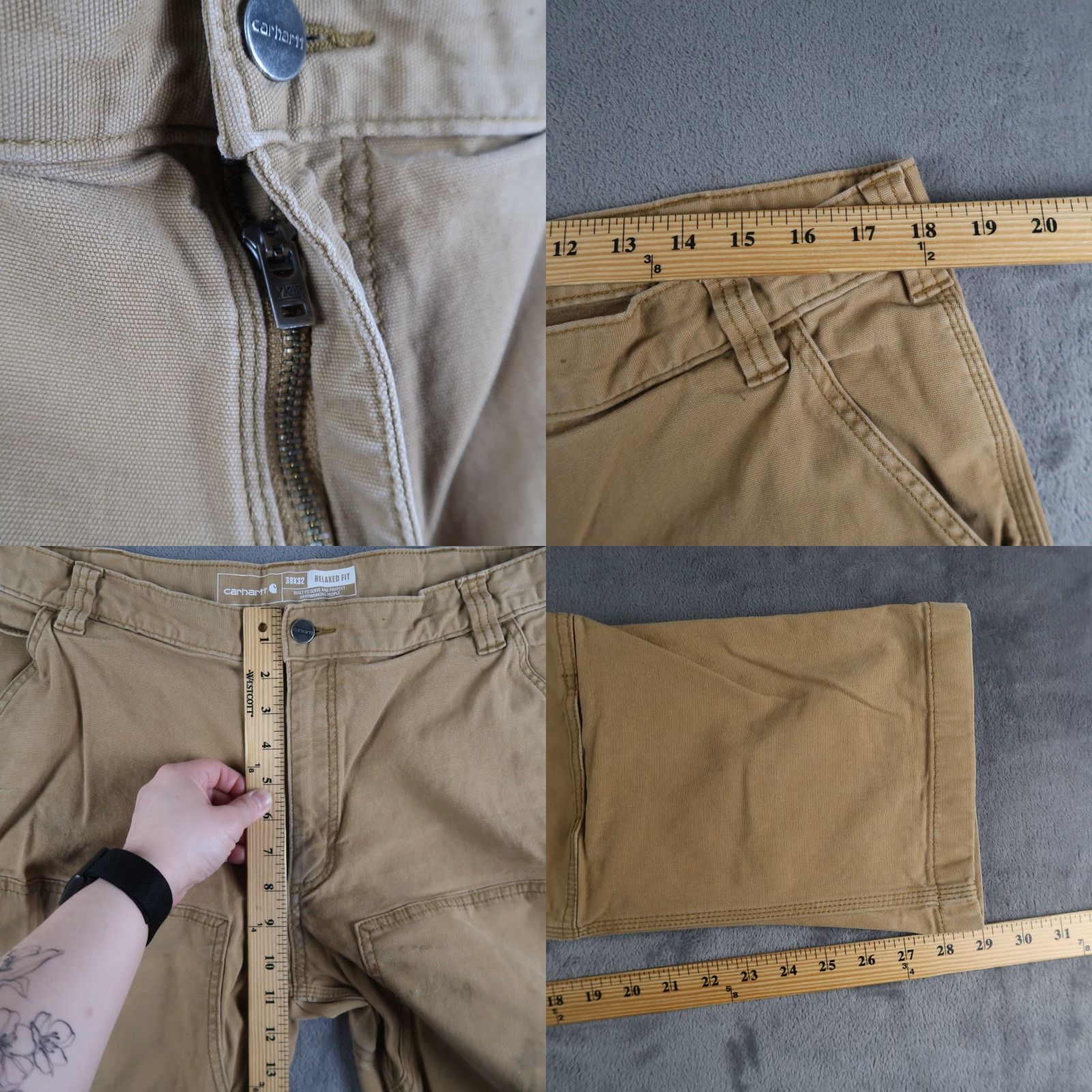 Carhartt VINTAGE Carhartt Double Knee Carpenter Pants Mens 38x32 Khaki Canvas Workwear Size US 38 / EU 54 - 8 Thumbnail
