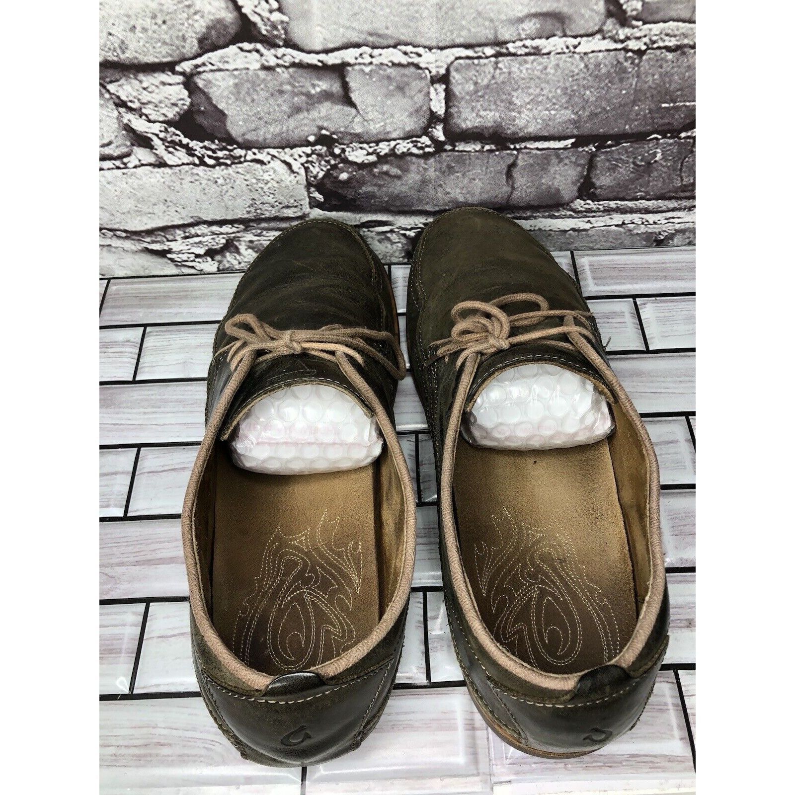 Olukai Olukai Honolulu Lace Olive Green Leather Casual Oxfords Shoe Size US 10 / EU 43 - 5 Thumbnail