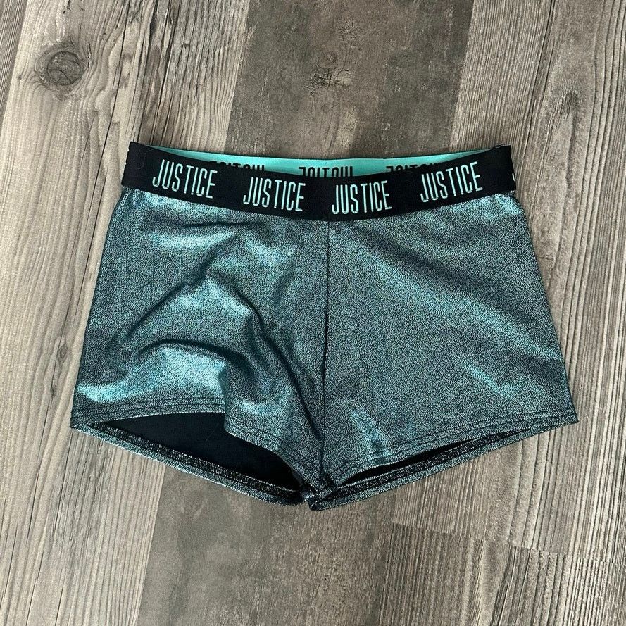 Other justice teal blue green and black activewear spandex shorts Size 26" / US 2 / IT 38 - 1 Thumbnail