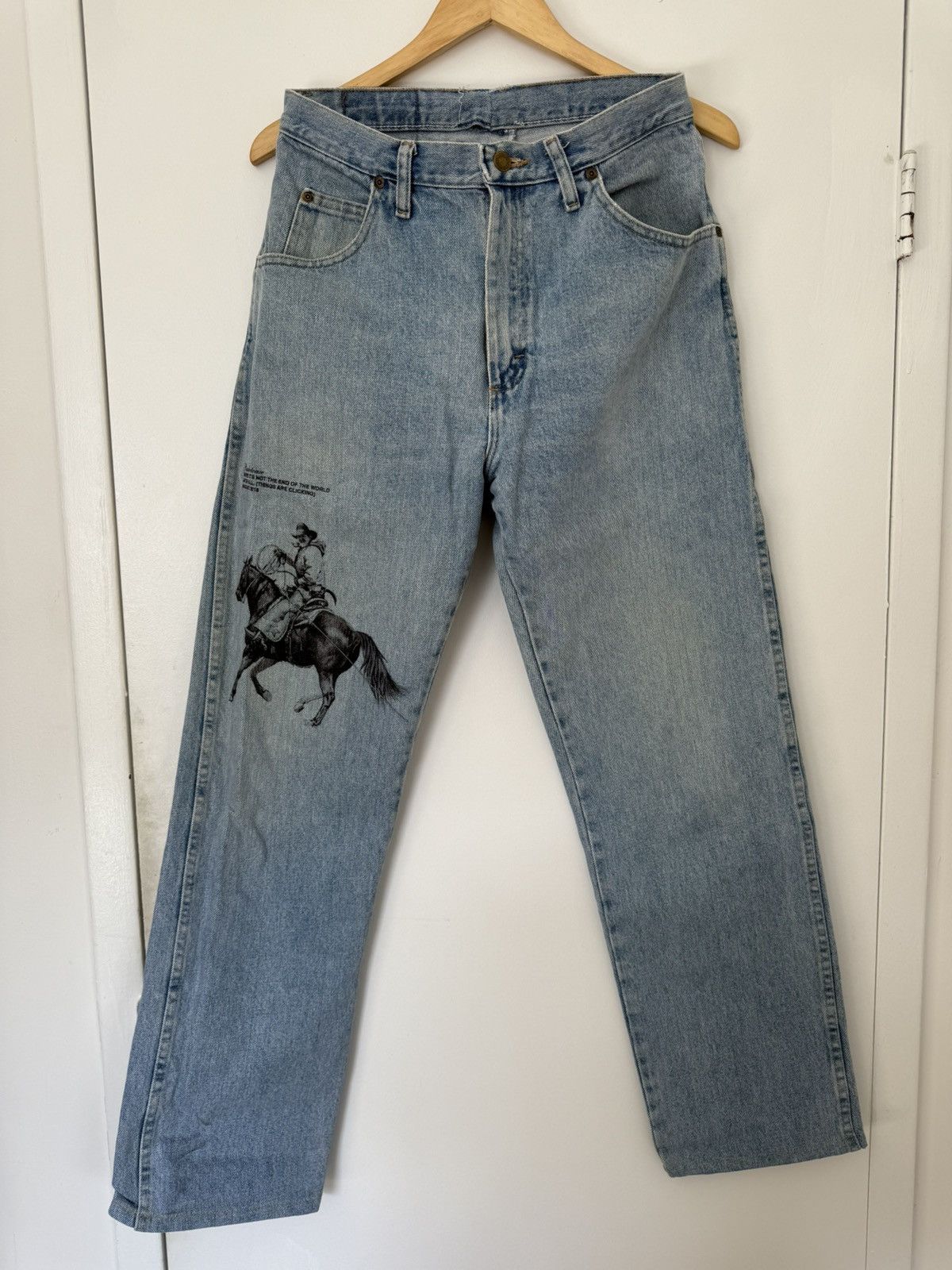 Wrangler Wrangler Cowboy Print Light Wash Regular Fit Jeans Size US 32 / EU 48 - 2 Thumbnail