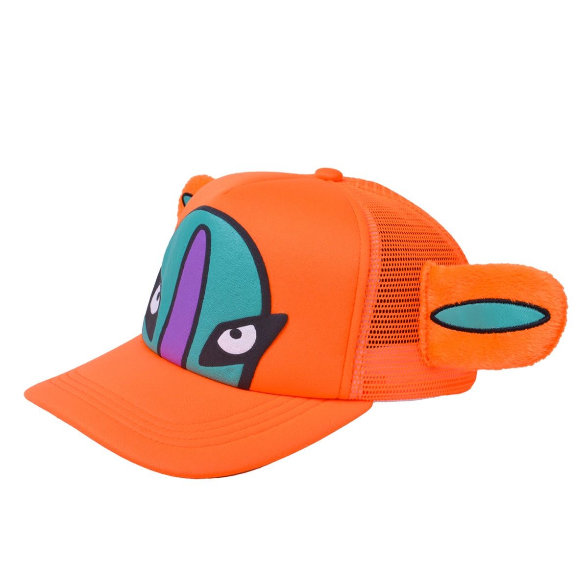 Ecosys Aimbot Deoxys Plush Ears Pokemon Trucker Hat - Orange Size ONE SIZE - 4 Thumbnail
