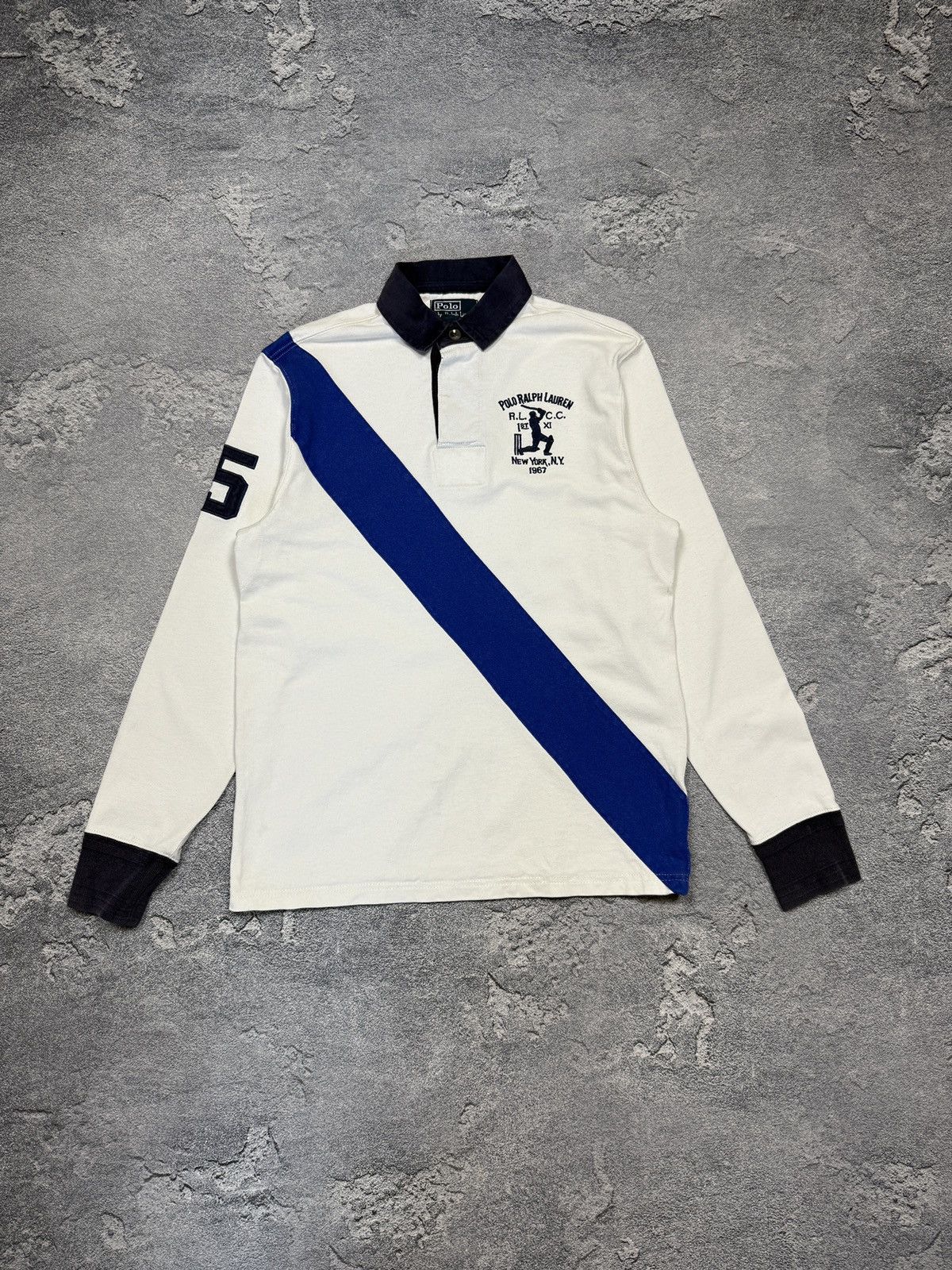 Polo Ralph Lauren Polo Ralph Lauren Rugby Rare White Blue Shirts Size US S / EU 44-46 / 1 - 1 Thumbnail