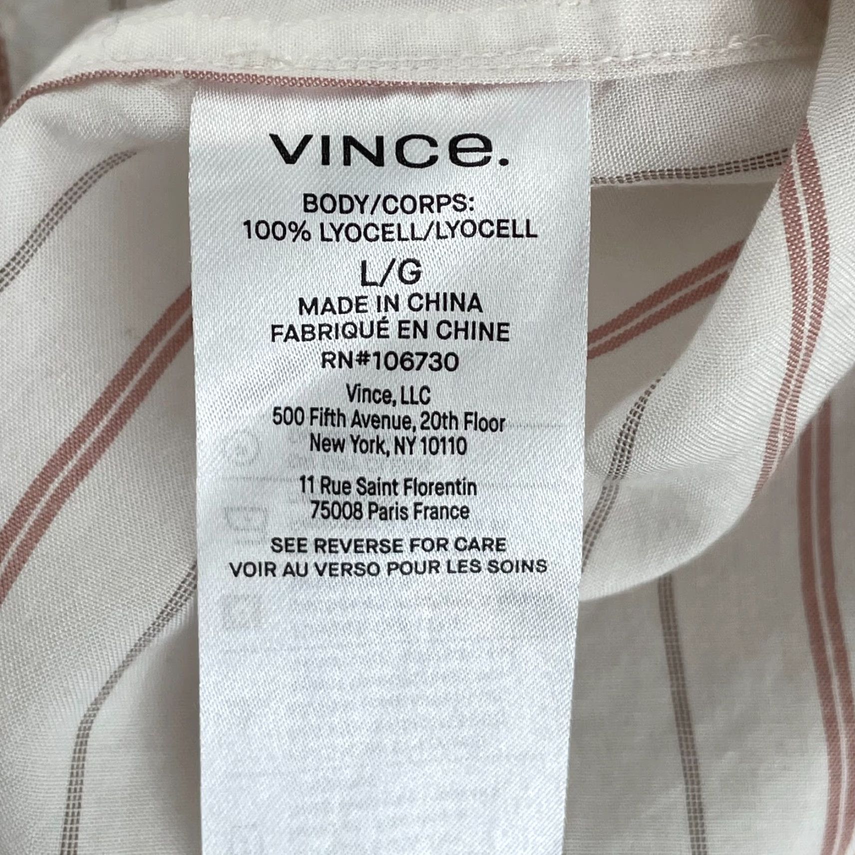 Vince Vince Shirt Men Large White Striped Lyocell Classic Fit Short Sleeve Casual Size US L / EU 52-54 / 3 - 7 Thumbnail