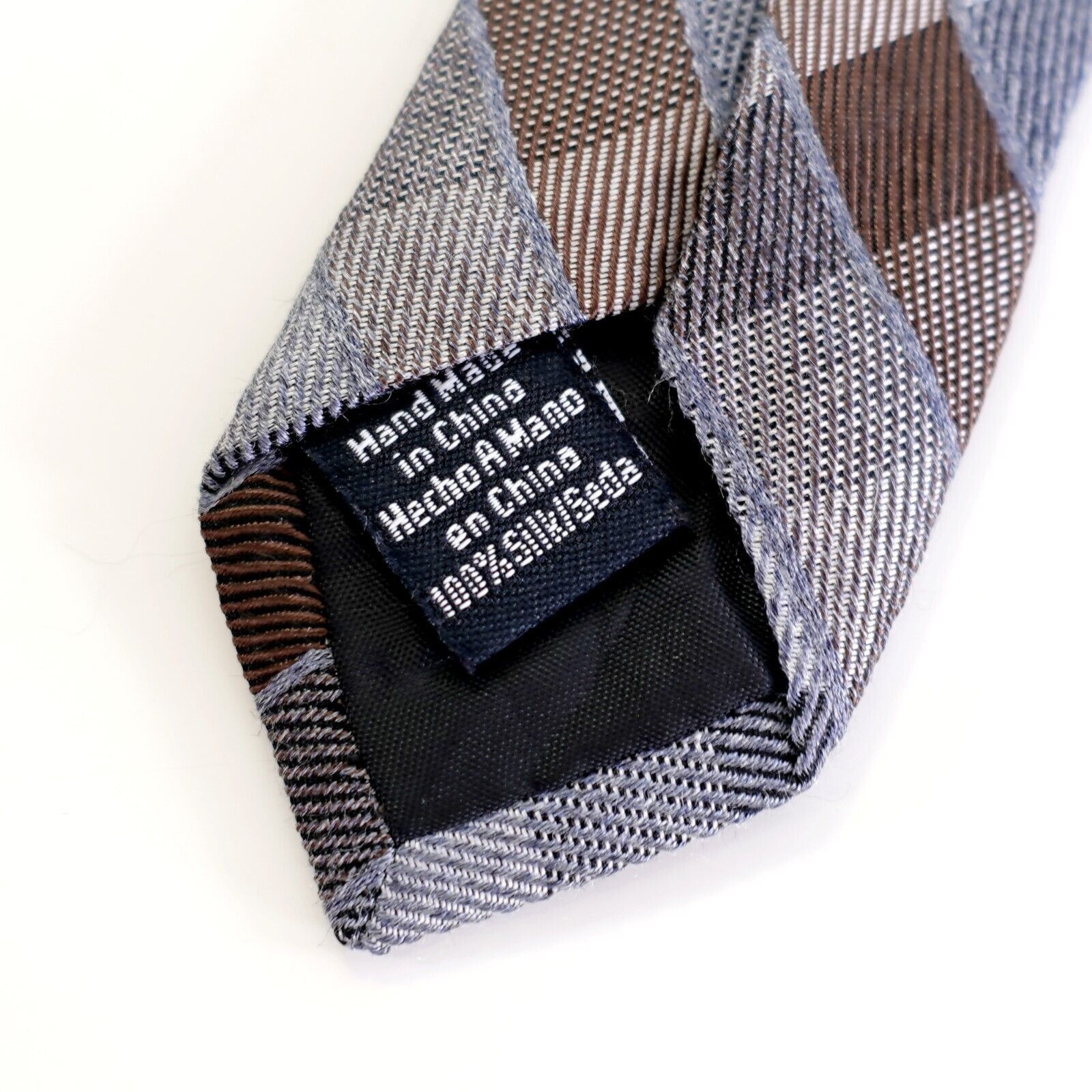 Croft & Barrow Croft & Barrow Brown Gray Brown Plaid Check Knit Silk Tie Size ONE SIZE - 4 Thumbnail