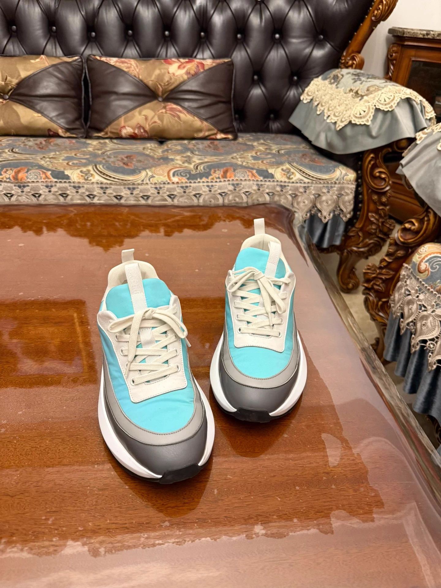 Hermes Hermes Men's Colorblock Leather-Fabric Sneaker 41 (Like New) Size US 8 / EU 41 - 3 Thumbnail