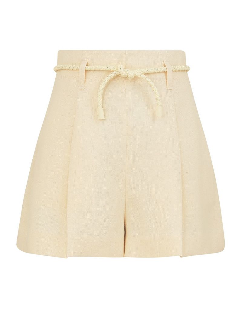 Zimmermann oc11z0226 Illuminate Linen Shorts In Cream Size 27" / US 4 / IT 40 - 1 Thumbnail