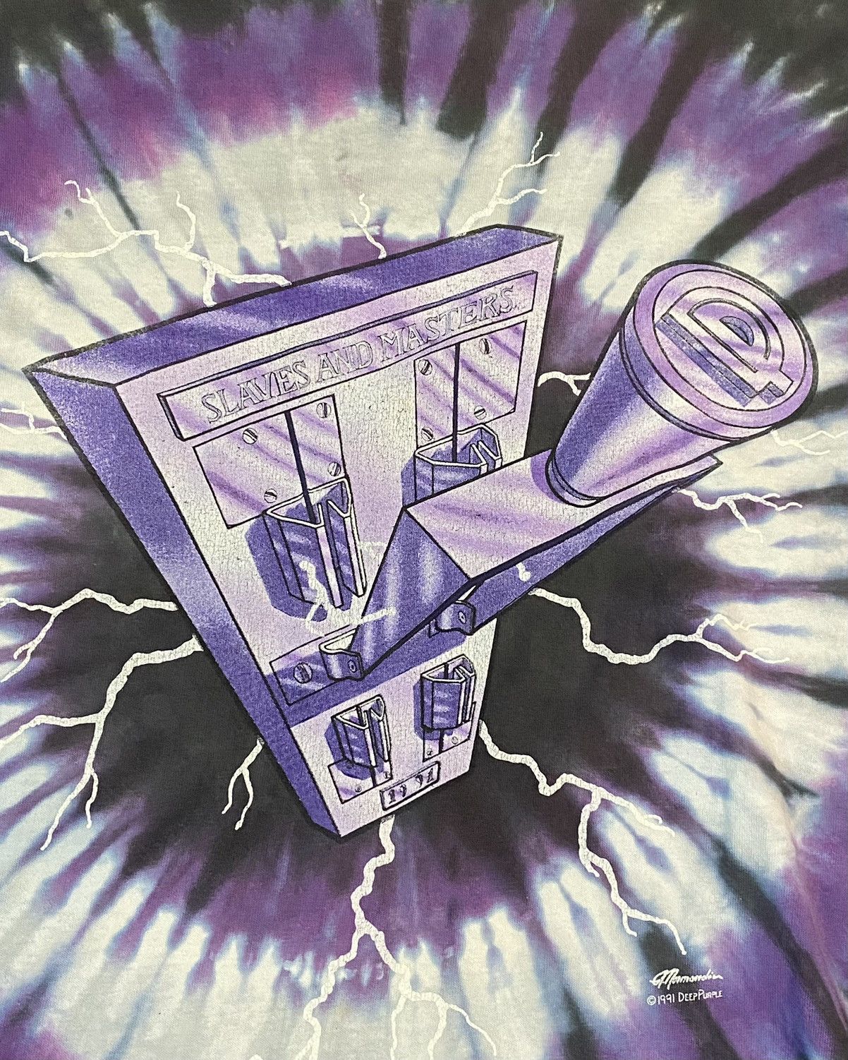 Fruit Of The Loom Tshirt Vintage Deep Purple 1991 Slaves And Masters Thunder Size US XL / EU 56 / 4 - 8 Thumbnail