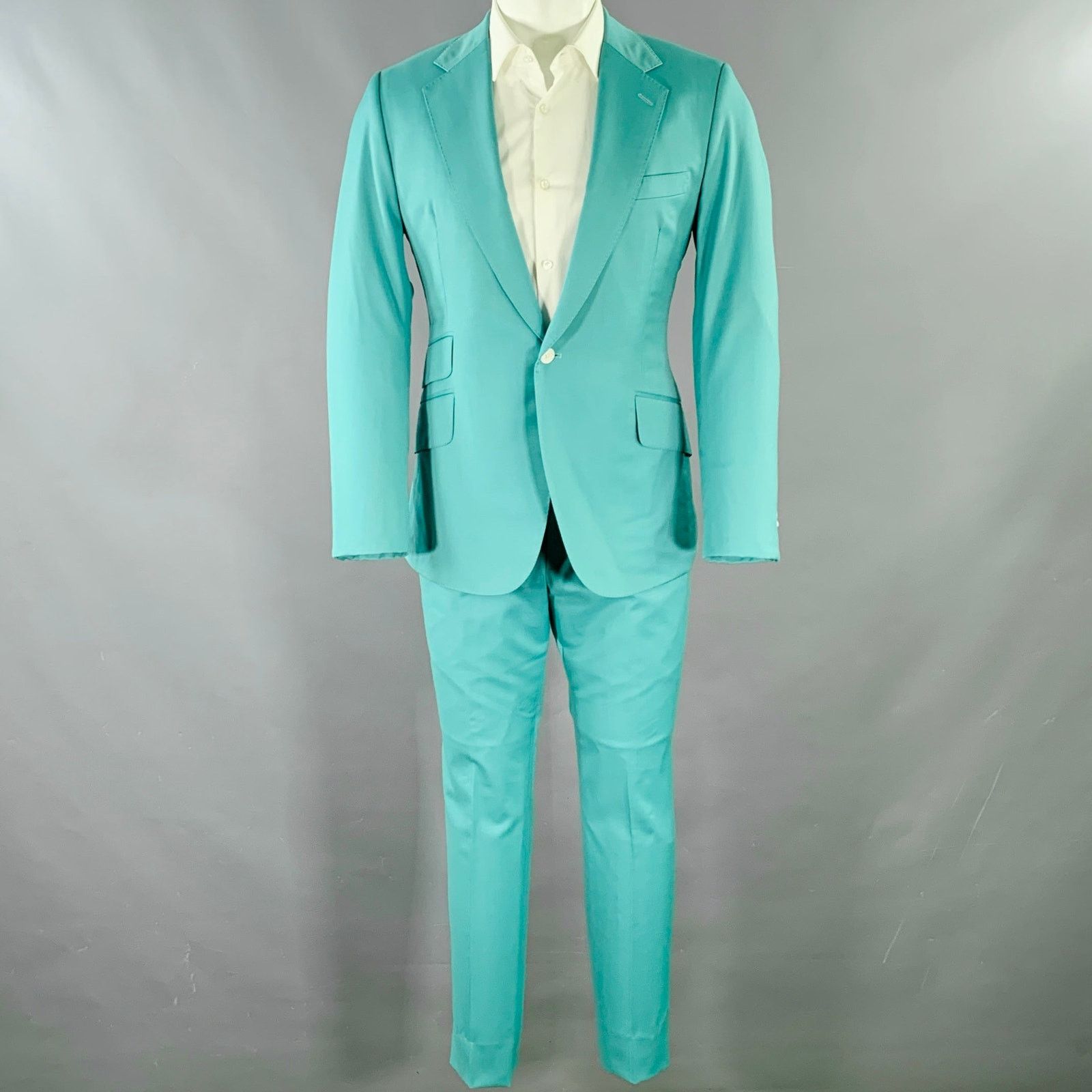 Other RICHFRESH Size 40 Green Wool Notch Lapel Suit Size 40R - 2 Thumbnail