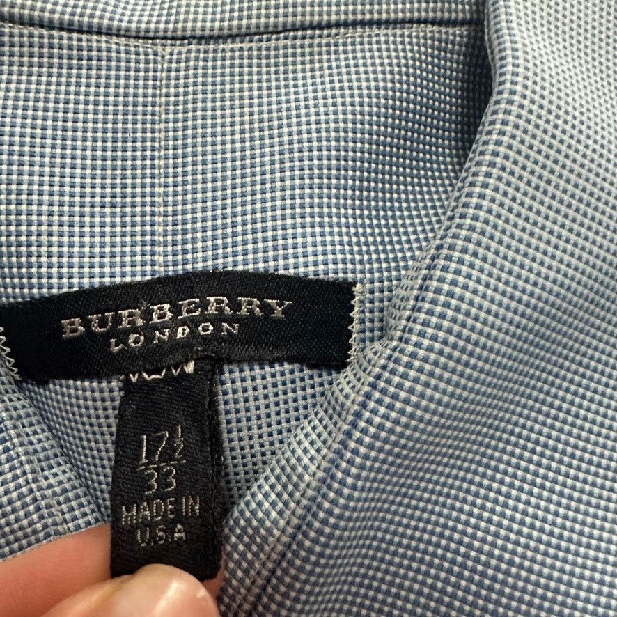 Burberry Burberry blue micro plaid button down size 17.5 Size US XL / EU 56 / 4 - 5 Thumbnail
