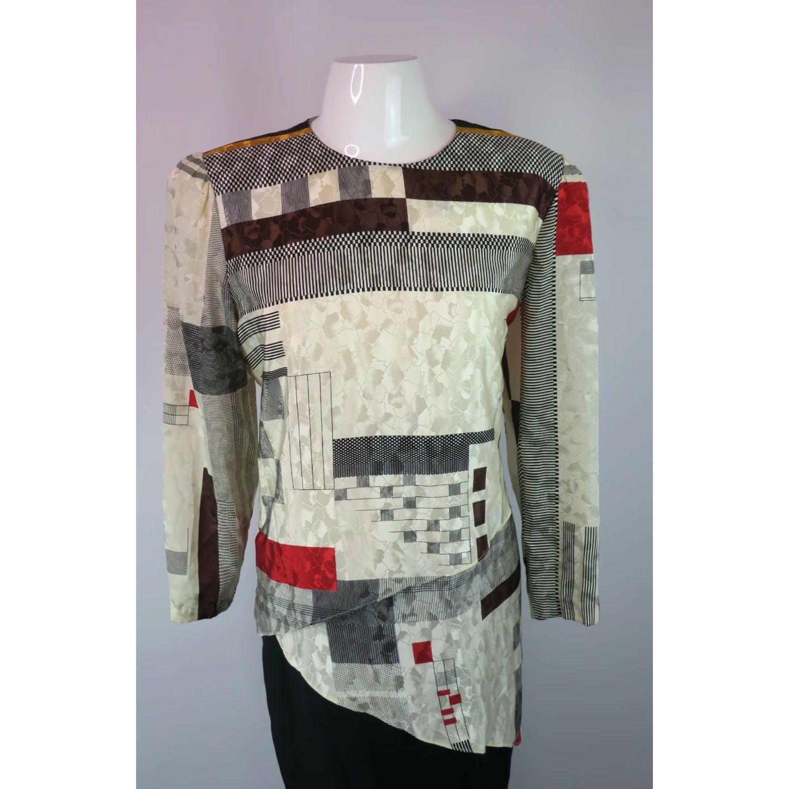 Vintage VINTAGE Regina Roberts Dress Womens 14W Red 80s Dropwaist PLUS Abstract Geometric Career Size XL / US 12-14 / IT 48-50 - 3 Thumbnail