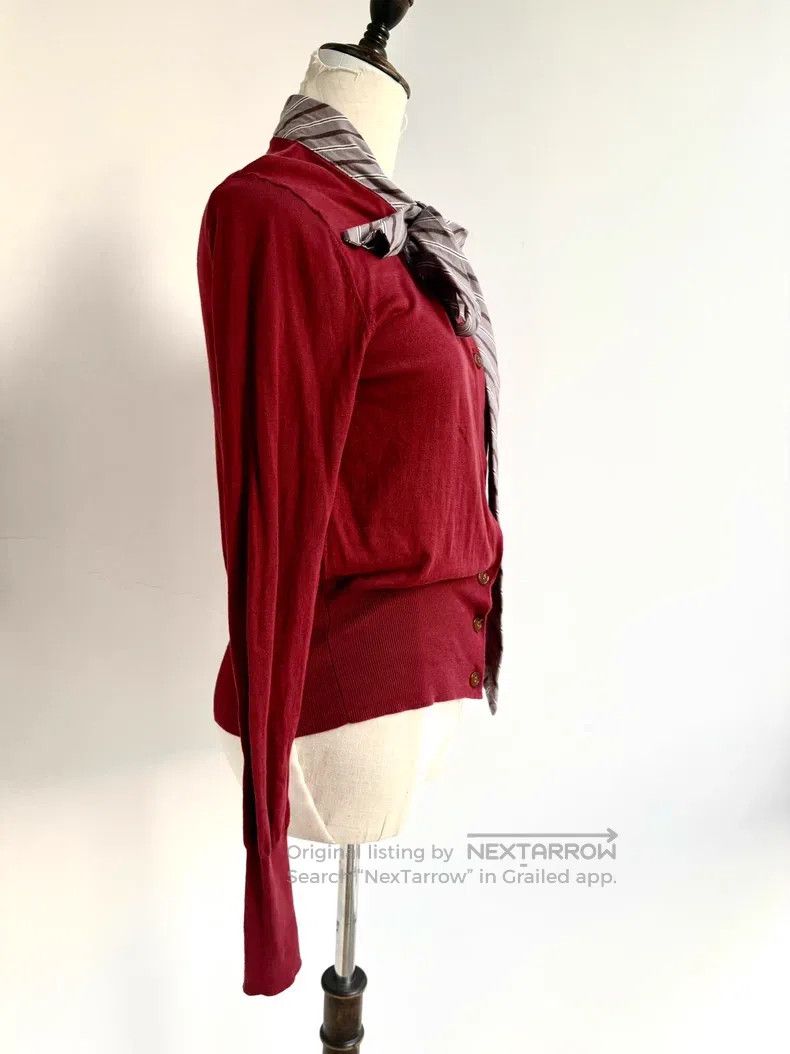 Vivienne Westwood Vivienne Westwood Deep Red Bow Tie Knitted Sweater Size L / US 10 / IT 46 - 2 Thumbnail