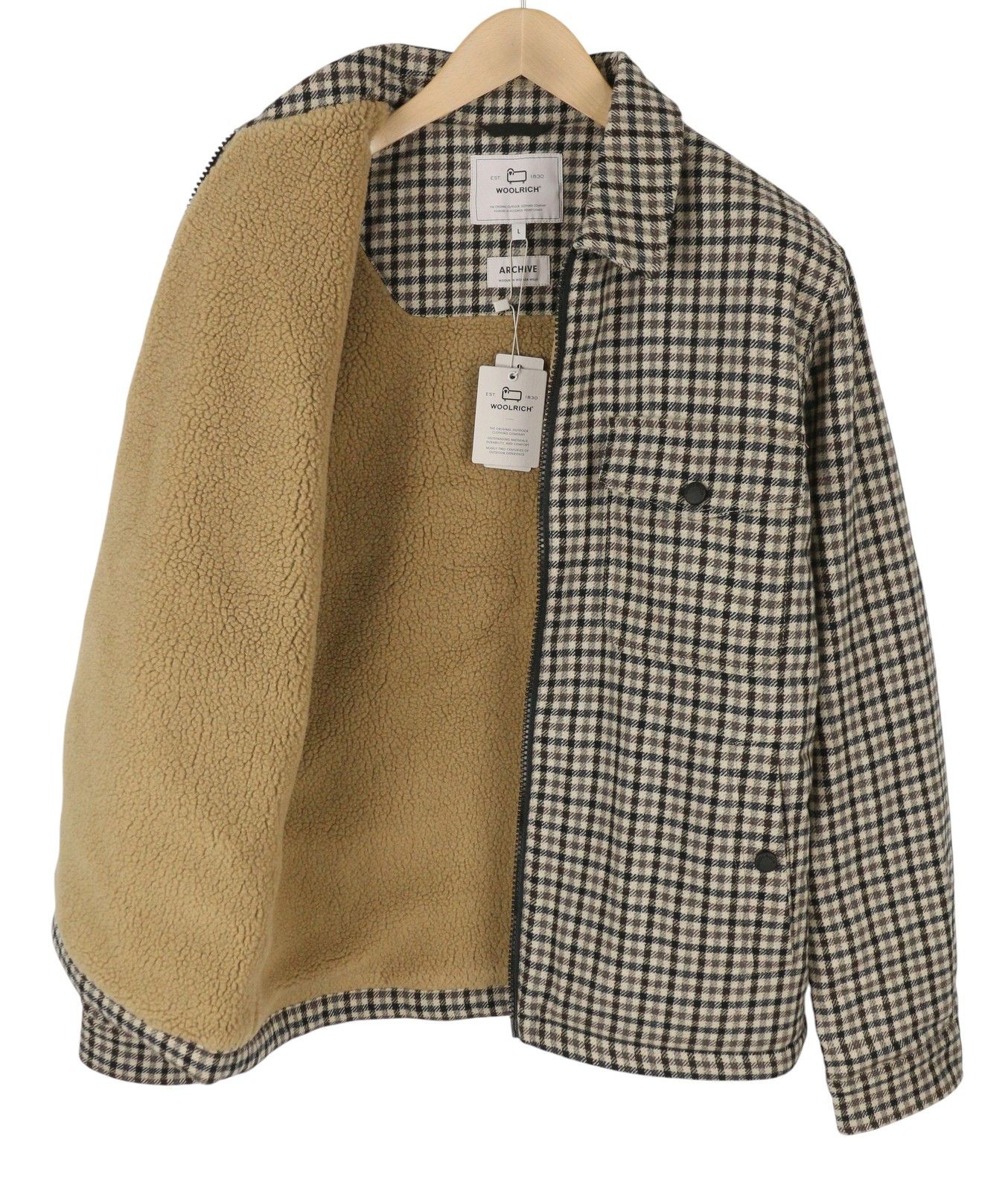 Woolrich Woolen Mills Sherpa Check L Brown Wool Blend 87147 Size US L / EU 52-54 / 3 - 5 Thumbnail