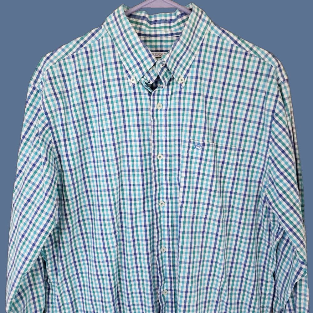 Southern Tide Southern Tide Shirt Men L Blue Green Check Classic Fit Long Sleeve Pocket Button-Up Front Size US L / EU 52-54 / 3 - 1 Thumbnail