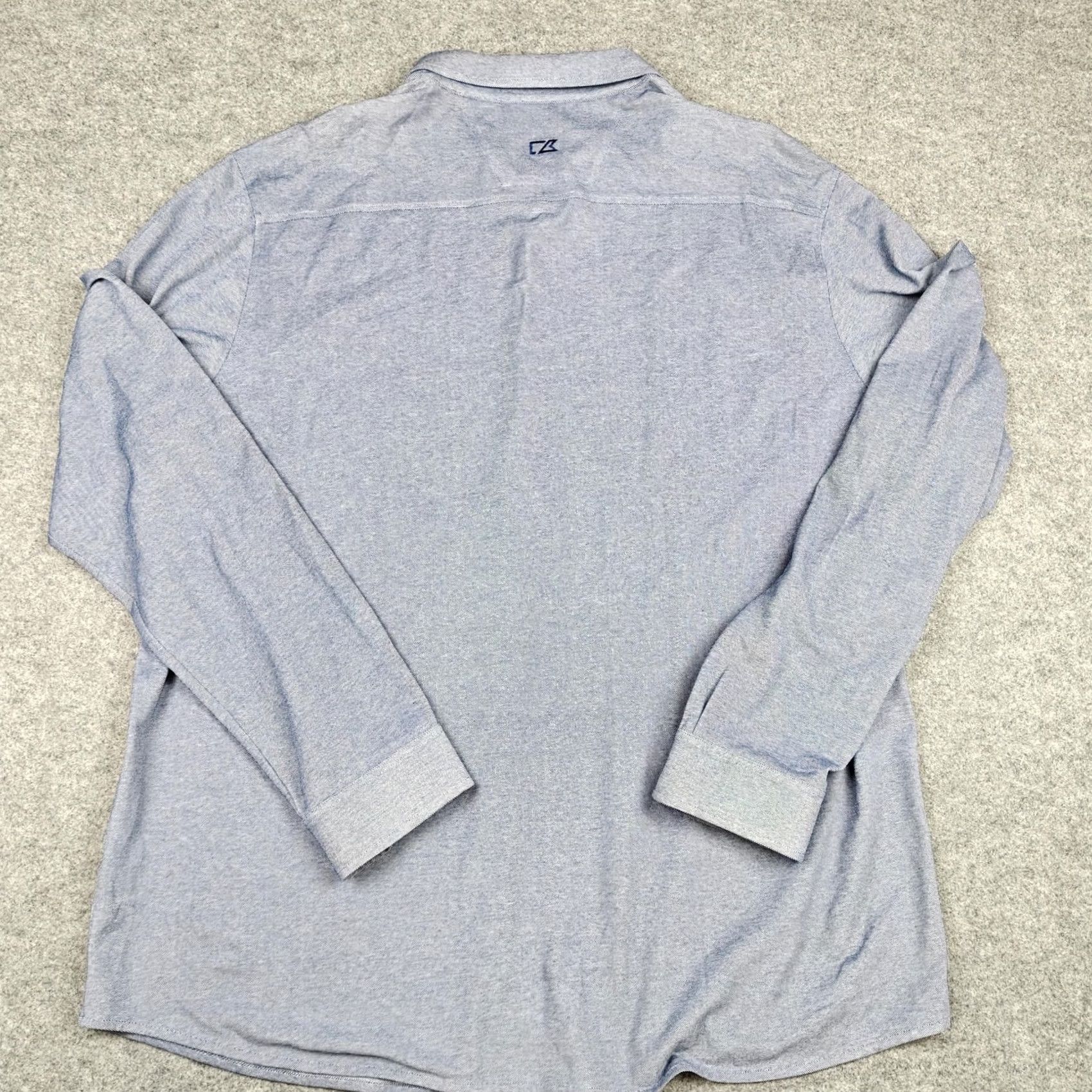Cutter & Buck Cutter & Buck Shirt Mens 4XLT Blue Solid Stretch Long Sleeve Button-Up Casual Size US XXL / EU 58 / 5 - 5 Thumbnail