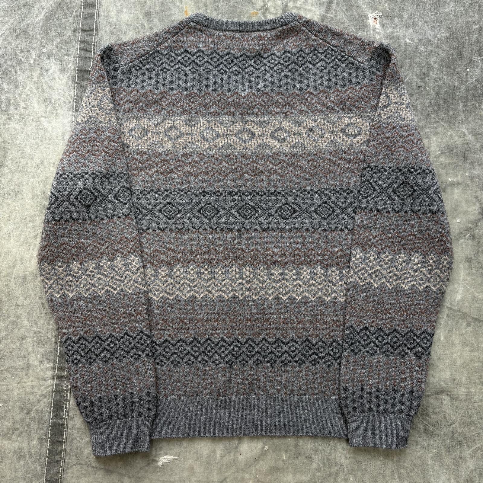 Jos. A. Bank Vintage Y2K Wool Fair Isle Unique Knit Preppy Grunge Sweater Size US XL / EU 56 / 4 - 5 Thumbnail