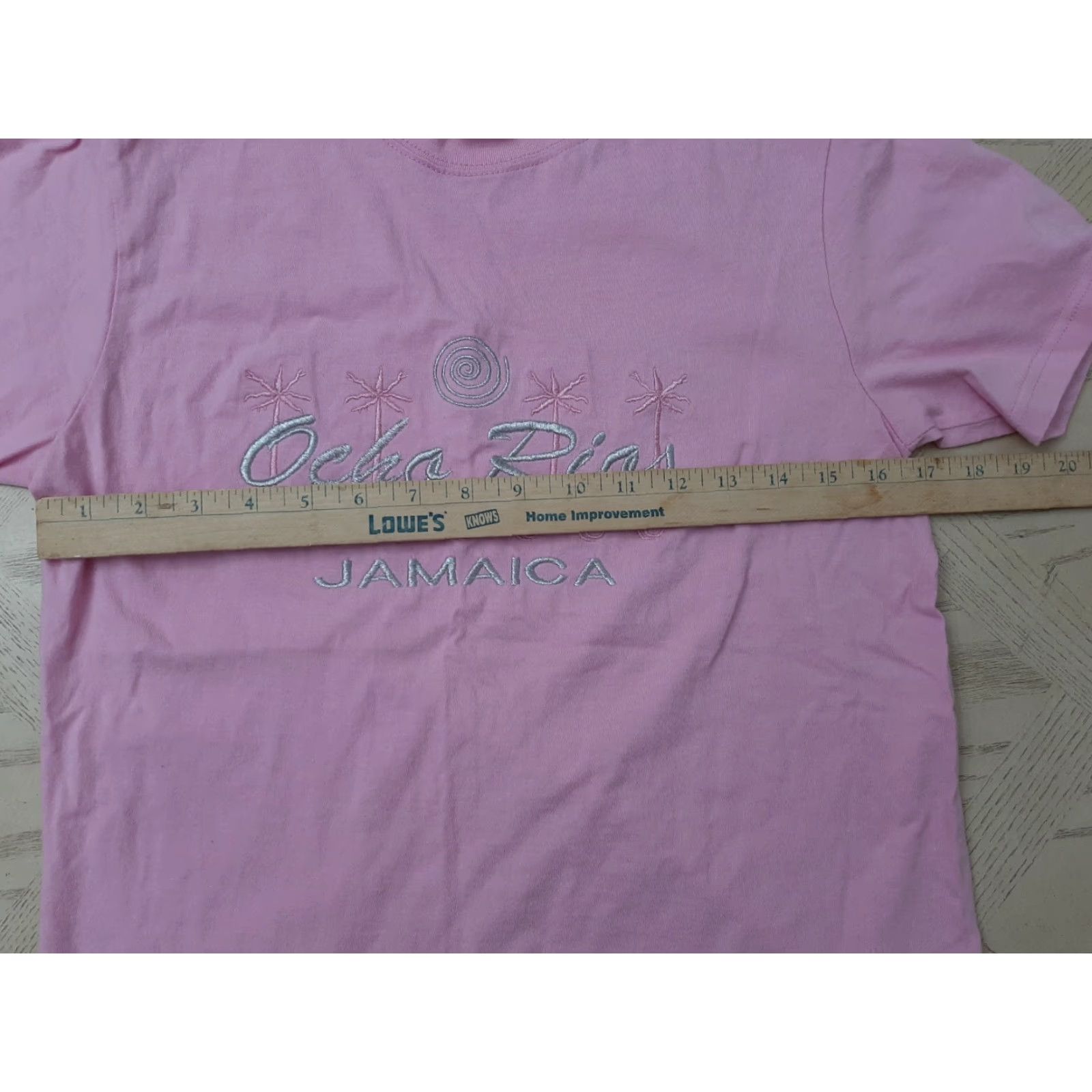 Pinko VINTAGE Jamaica Ocho Rios Womens Pink T-Shirt - S small Reggae Tees Crew Neck Short Sleeve Unisex Adults Rio Pattern Solid Size S / US 4 / IT 40 - 7 Thumbnail