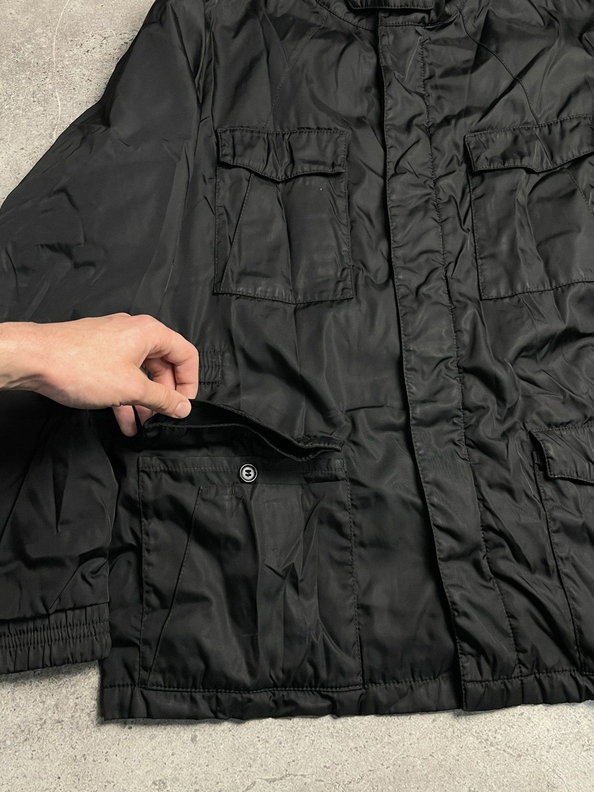 Prada Prada Milano Nylon Military Black Field Jacket Size US XL / EU 56 / 4 - 4 Thumbnail