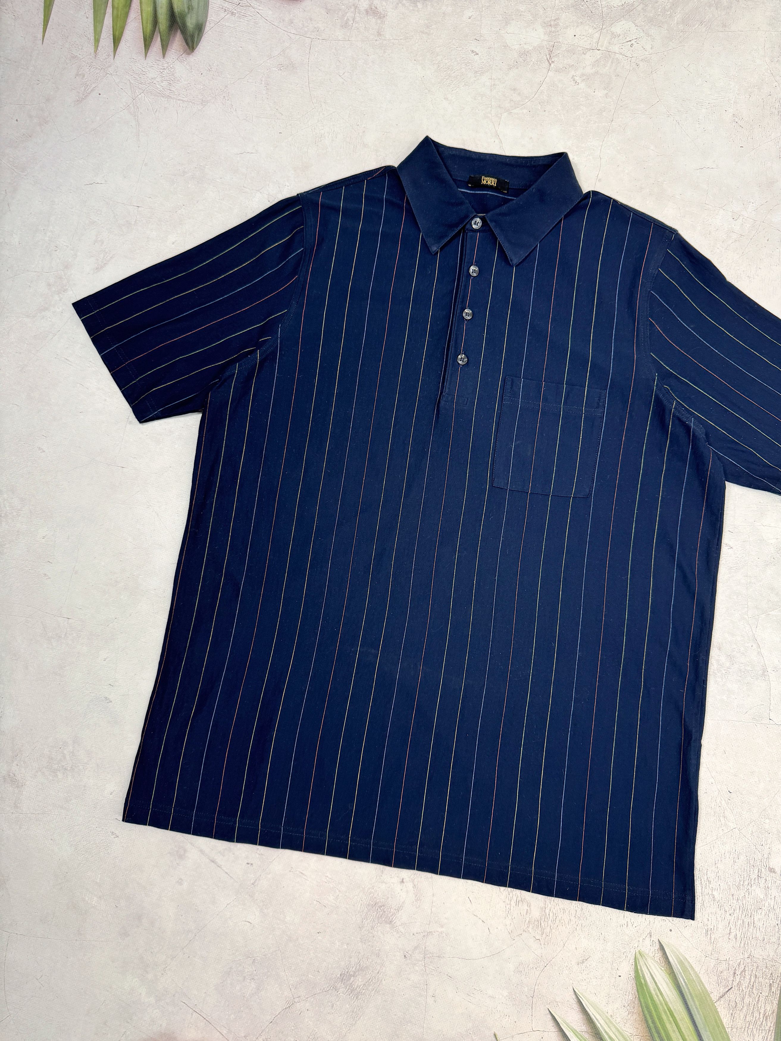 Vintage Vintage Francesco Morri Polo T-Shirt Navy Blue & Striped Size US M / EU 48-50 / 2 - 2 Thumbnail