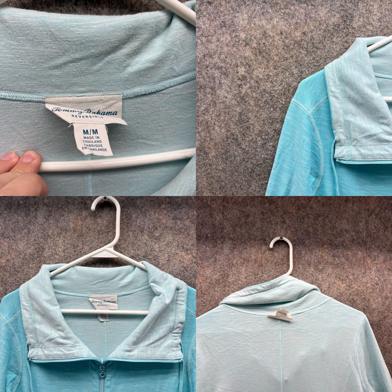 Tommy Bahama VINTAGE Tommy Bahama Sweater Womens Medium Blue Full Zip Reversible Sweatshirt Cotton Knit Fleece Logo 90s Mens Womens? Size M / US 6-8 / IT 42-44 - 8 Thumbnail