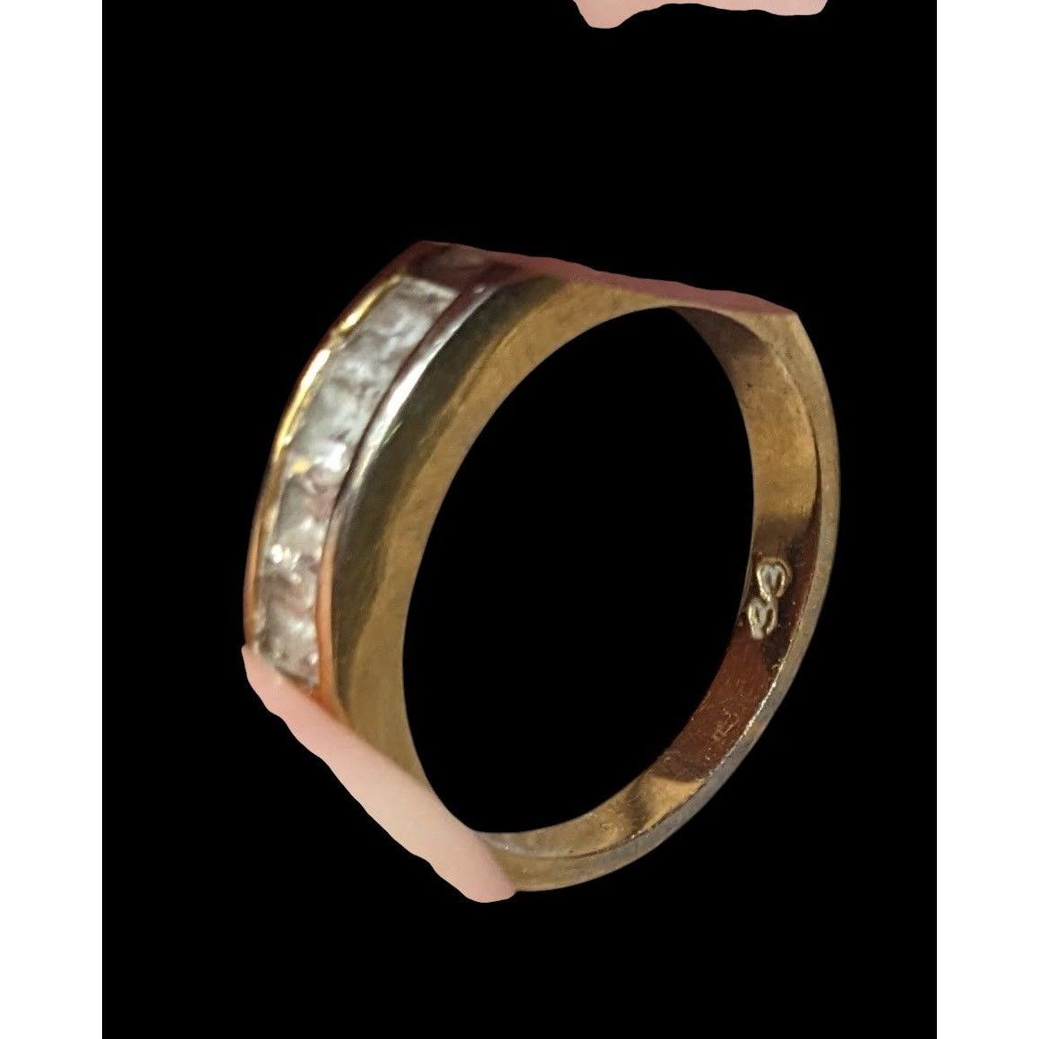 Other Elegant Signed Gold Tone Ring With Clear Gems Size ONE SIZE - 7 Thumbnail