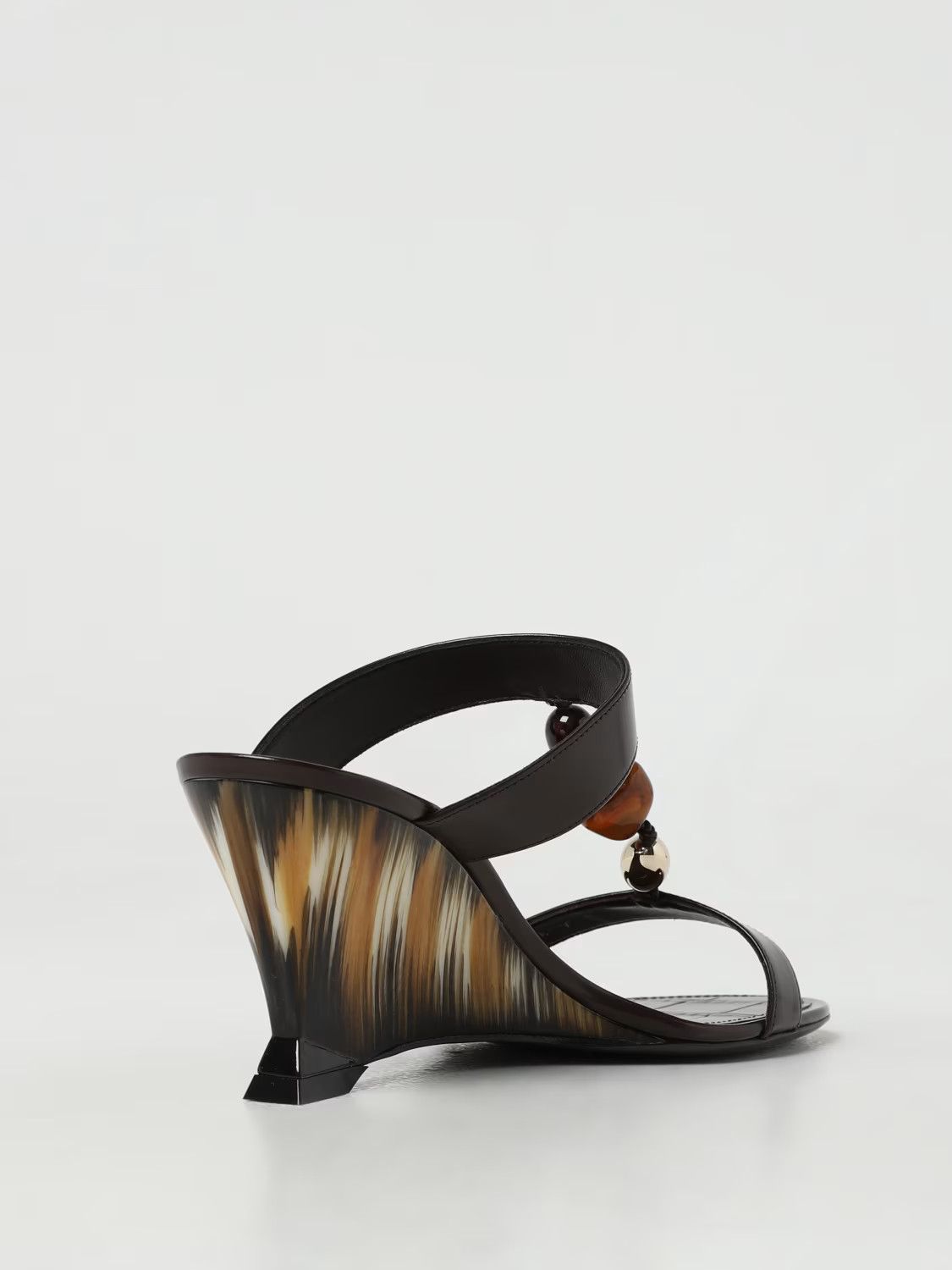 Salvatore Ferragamo o1s1rm0924 Beaded Wedge Slides in Chocolate Brown Size US 6.5 / IT 36.5 - 3 Thumbnail