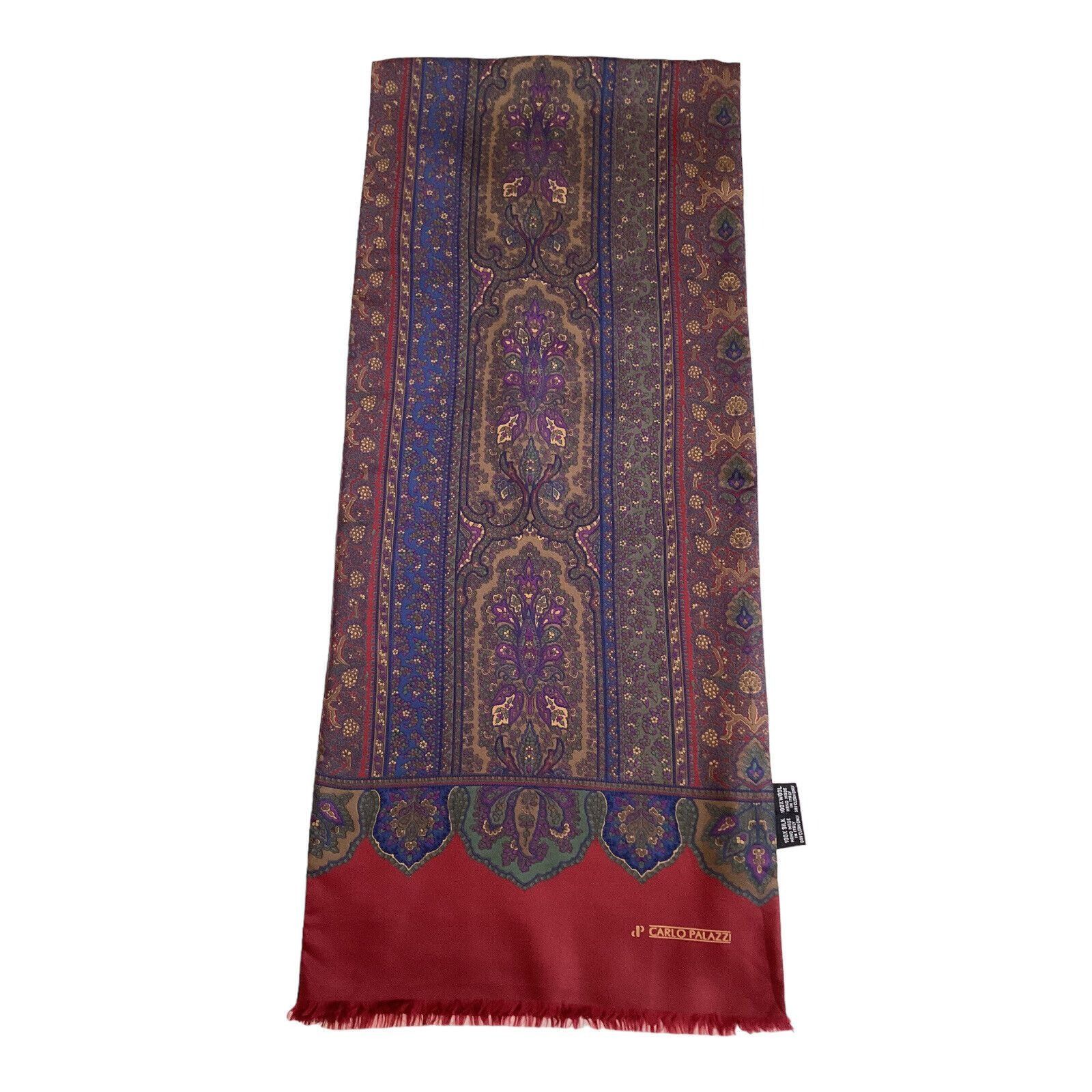 Carlo Palazzi CARLO PALAZZI Red Paisley Double Sided Rectangle Silk Wool S Size ONE SIZE - 3 Thumbnail