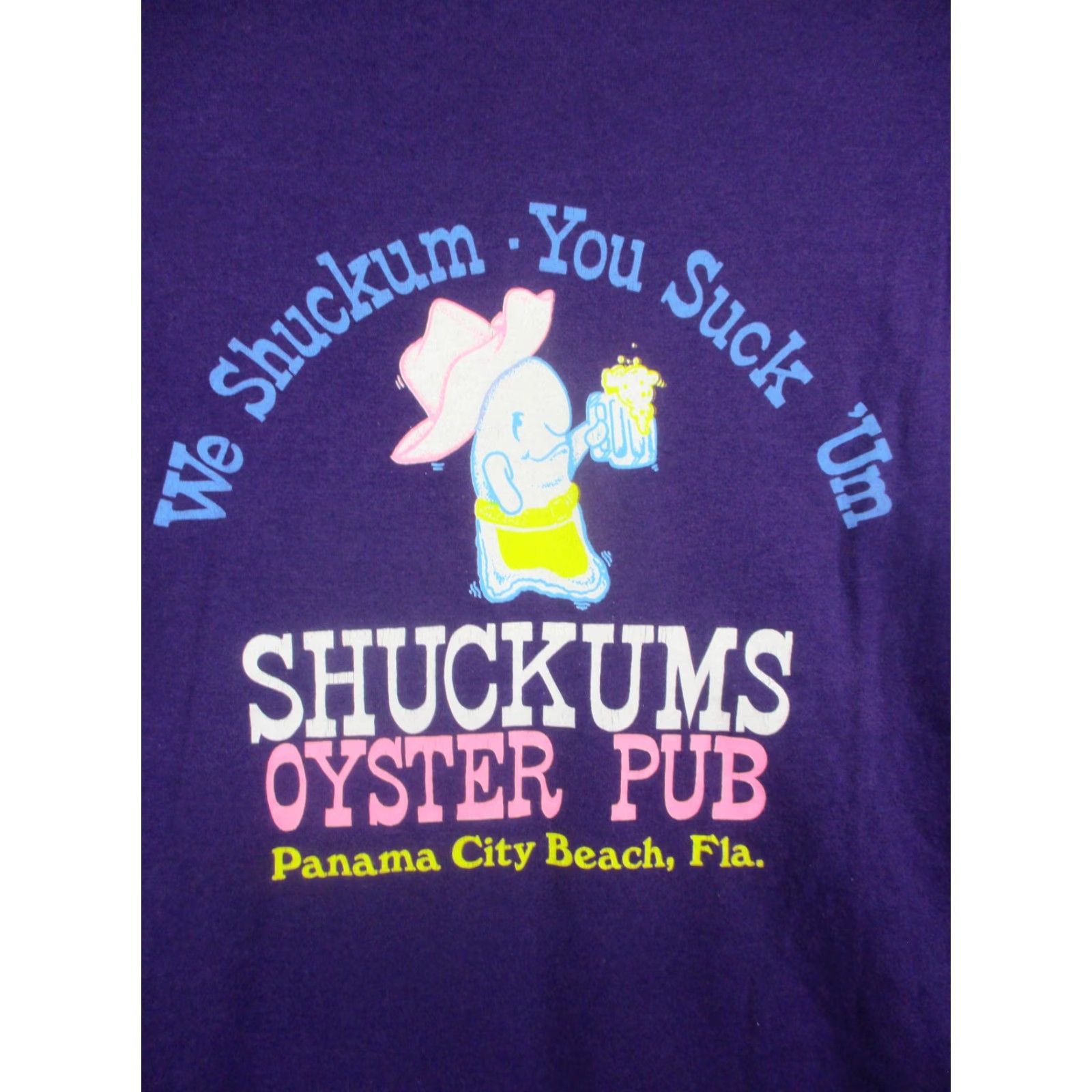Vintage VINTAGE Screen Stars Best Shirt Mens XL Purple Graphic Shuckums Oyster Pub Front Back Logo 90s Beach Bar Pub Size US XL / EU 56 / 4 - 6 Thumbnail