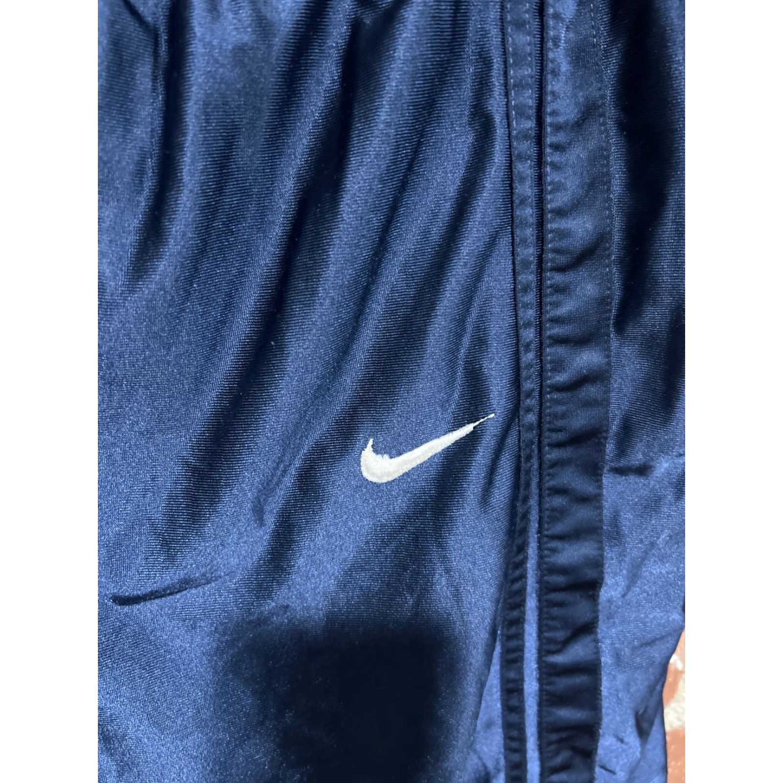 Nike VINTAGE Nike Basketball Shorts Mens L Blue 10” Inseam 90s Shiny Baggy Dazzle Logo Pockets Drawstring Size US 33 - 2 Thumbnail