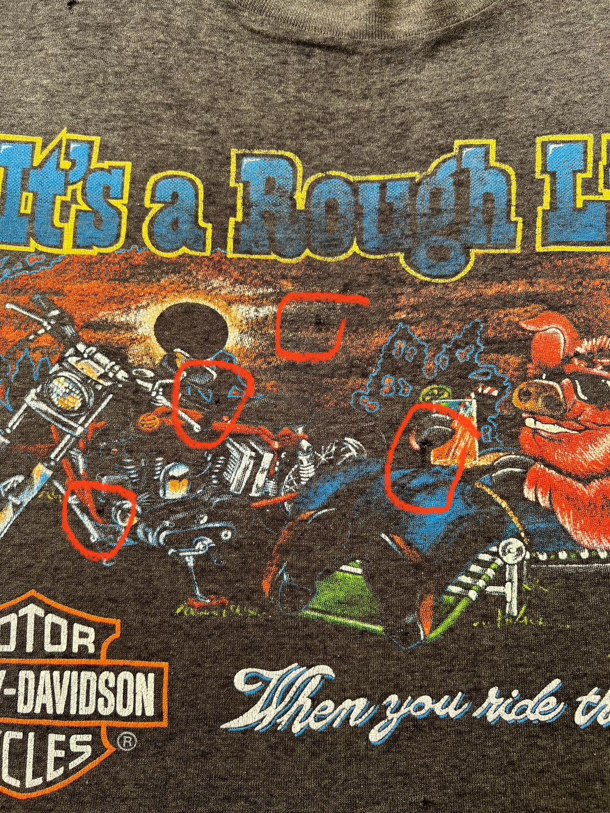 Harley Davidson Vintage 80s Harley Davidson A Rough Life Hog Pig T-shirt Size US L / EU 52-54 / 3 - 5 Thumbnail