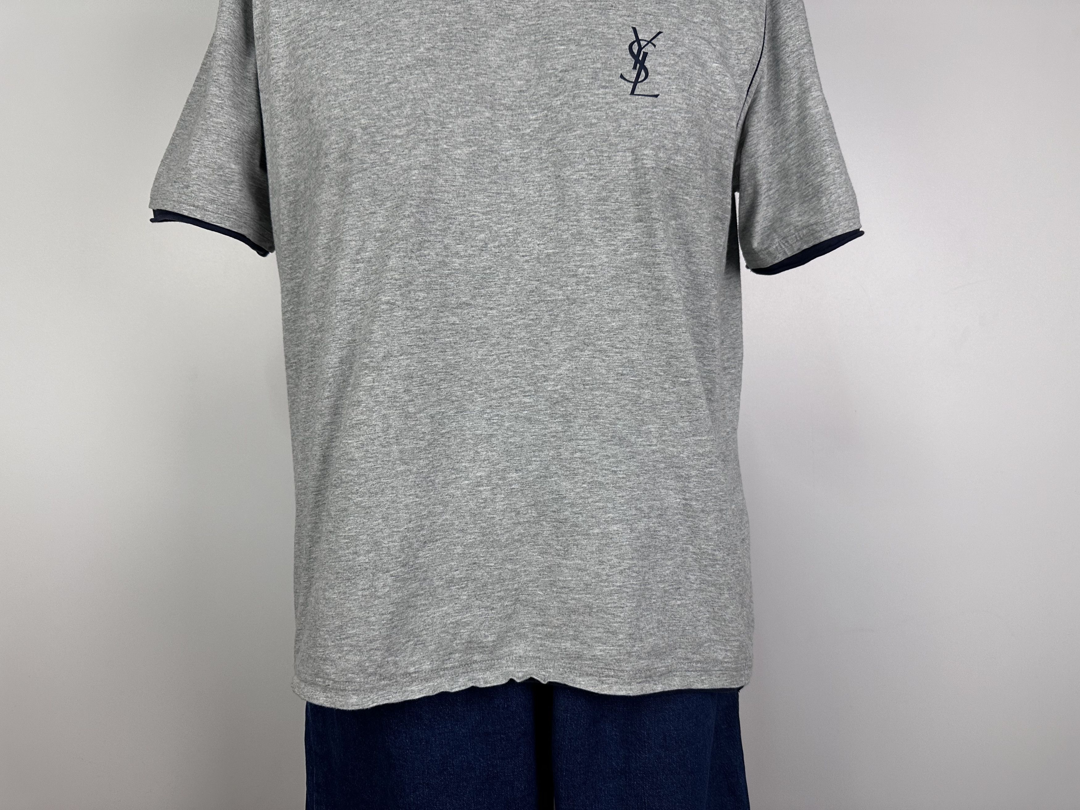 Vintage × Yves Saint Laurent Yves Saint Laurent T Shirt Logo Gray Blue Size L Mens Size US L / EU 52-54 / 3 - 5 Thumbnail